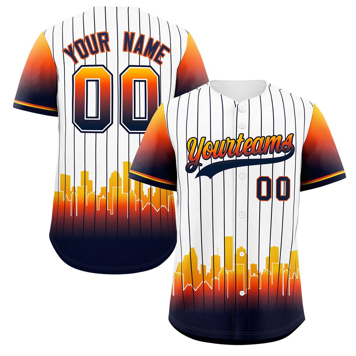 Custom White Houston City Silhouette Authentic Baseball Jersey| KXKSHOP