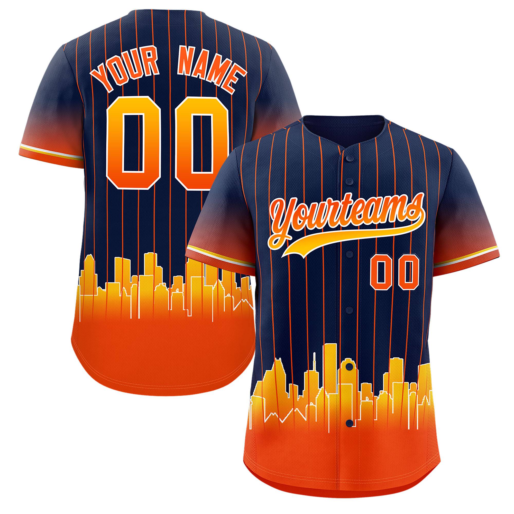 Custom Navy Houston City Silhouette Authentic Baseball Jersey| KXKSHOP