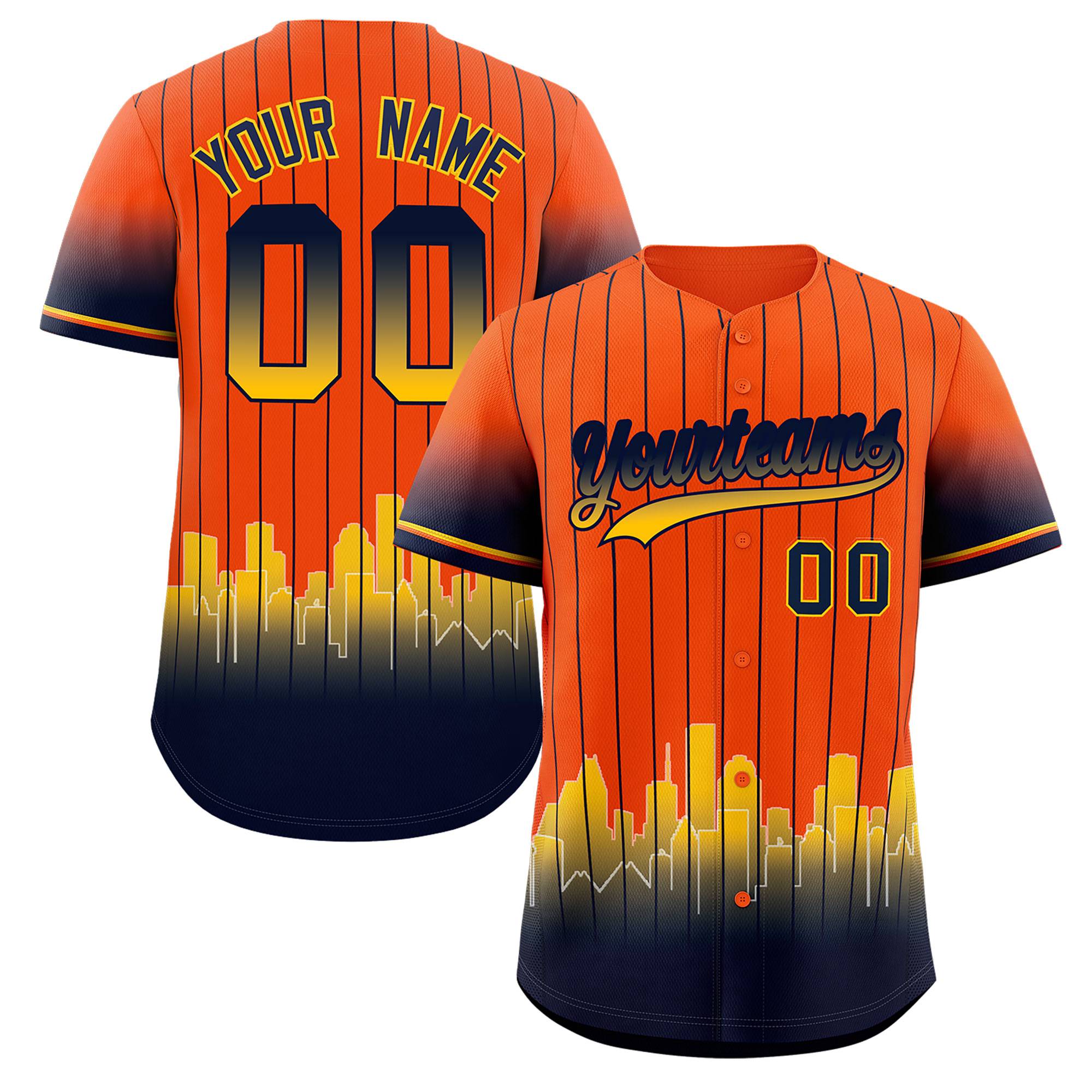 Custom Orange Houston City Silhouette Authentic Baseball Jersey| KXKSHOP