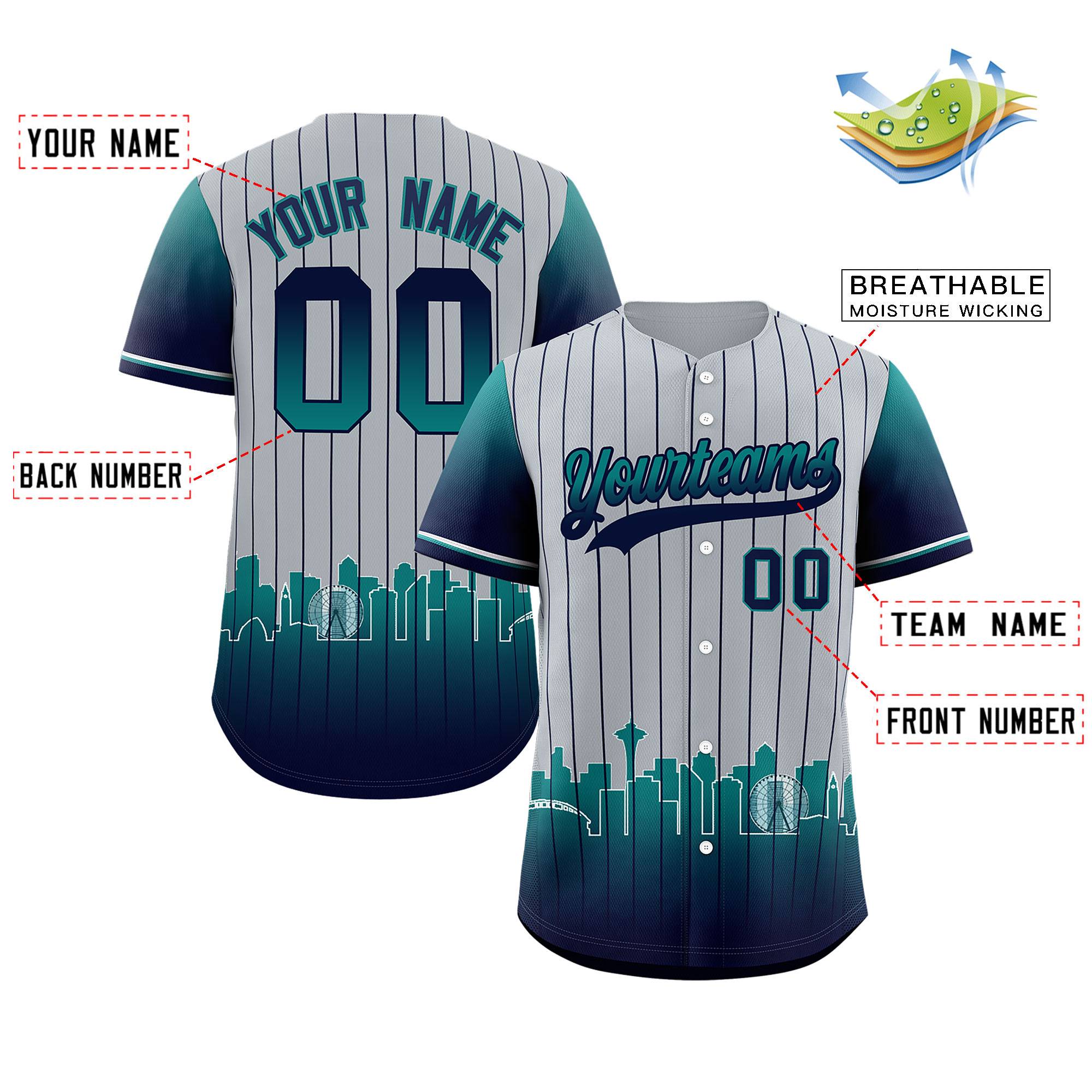 Custom Gray Seattle City Silhouette Authentic Baseball Jersey| KXKSHOP