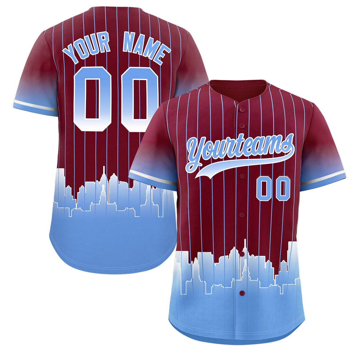 Custom Crimson Philadelphia City Silhouette Authentic Baseball Jersey| KXKSHOP