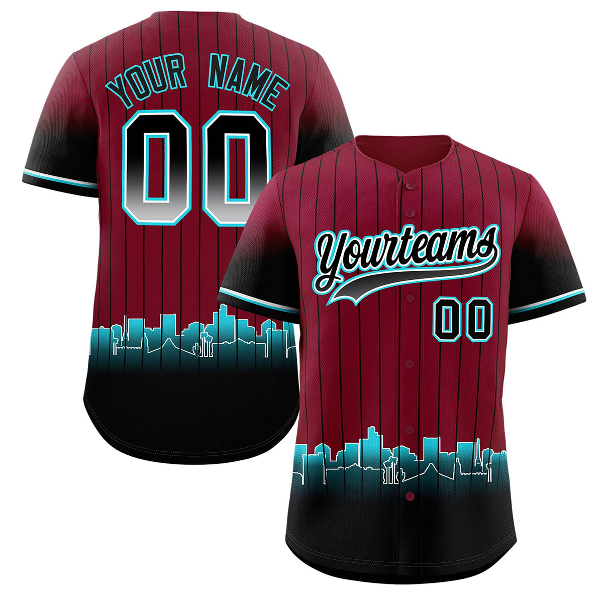 Custom Crimson Phoenix City Silhouette Authentic Baseball Jersey| KXKSHOP