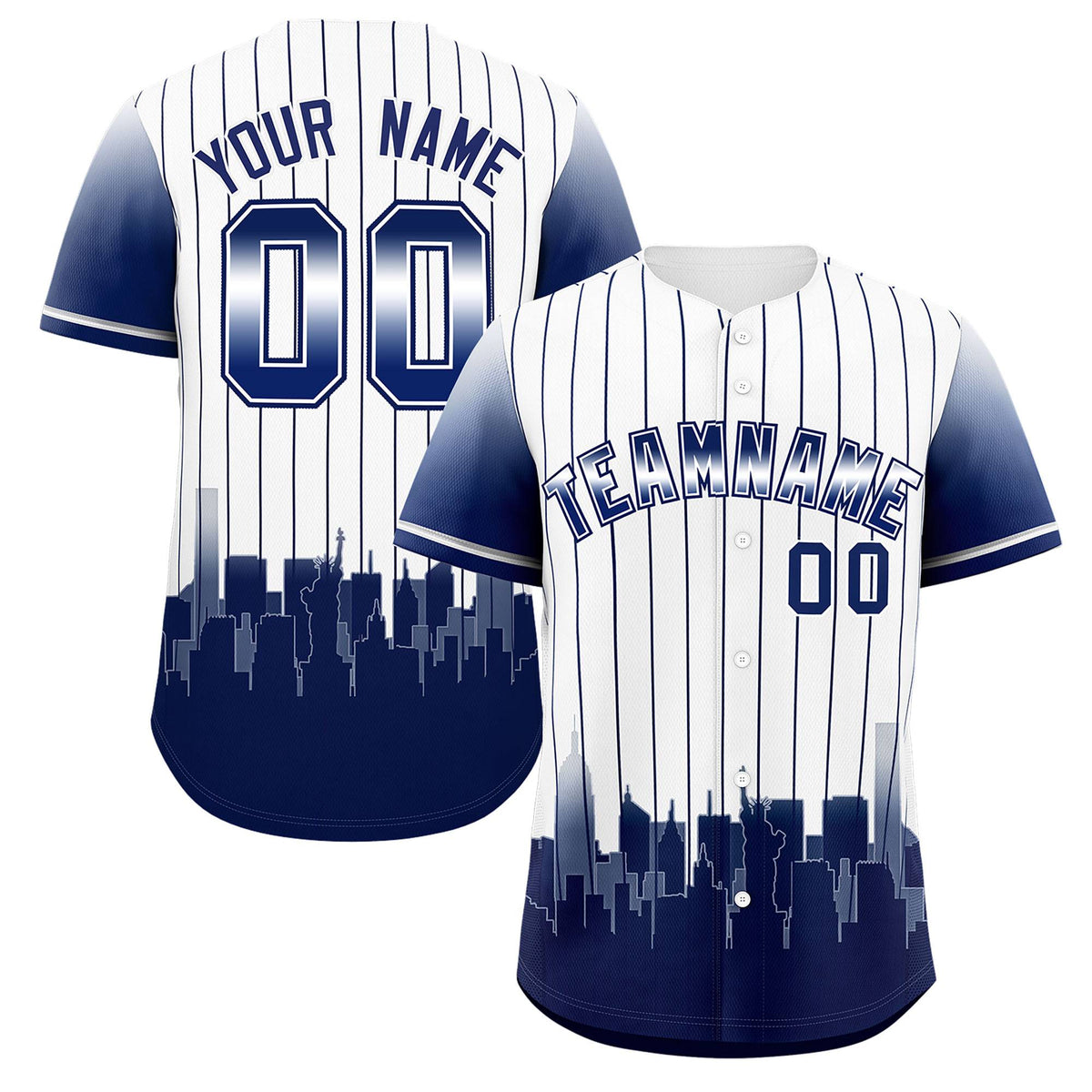 Custom White New York City Silhouette Authentic Baseball Jersey| KXKSHOP