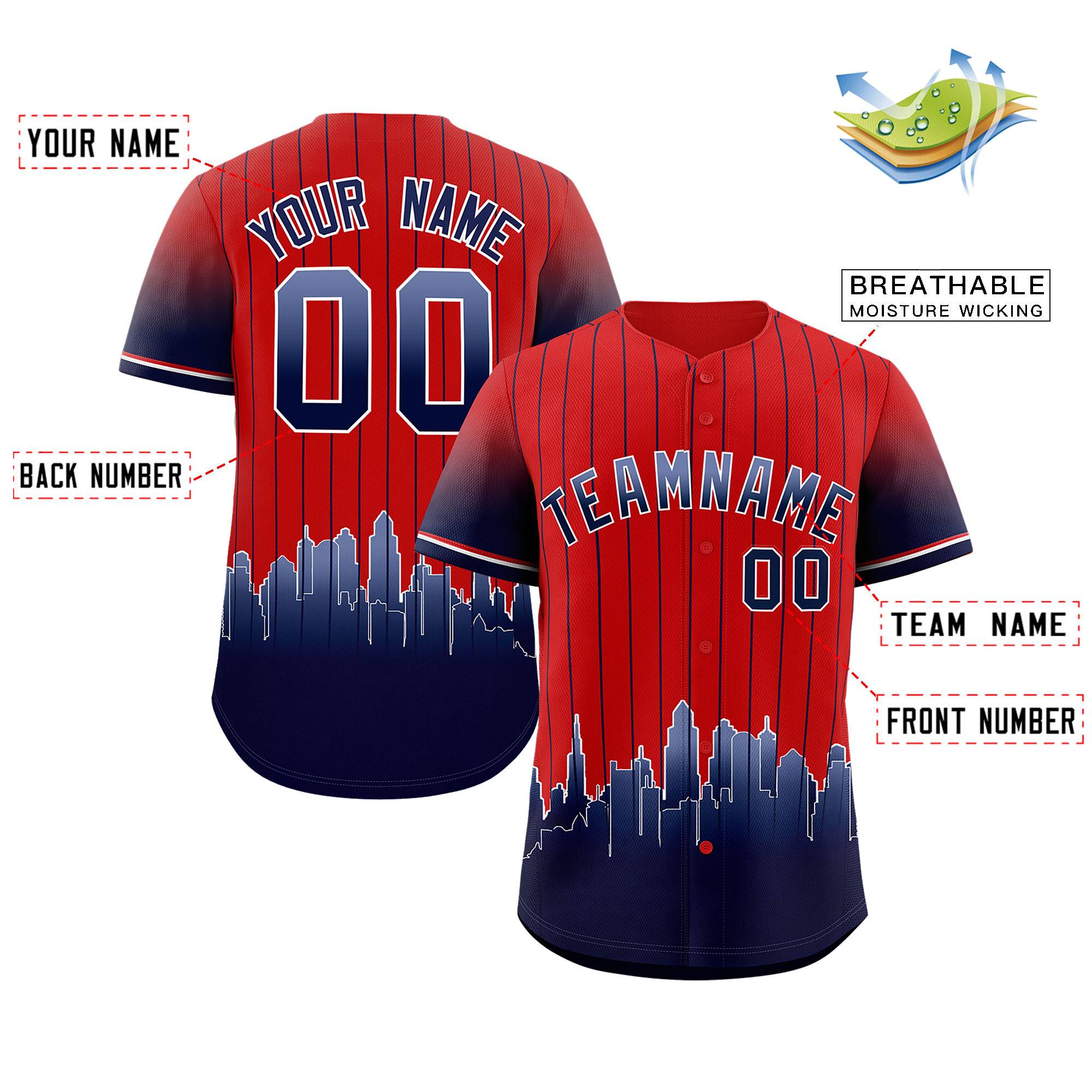 Custom Red Boston City Silhouette Authentic Baseball Jersey| KXKSHOP