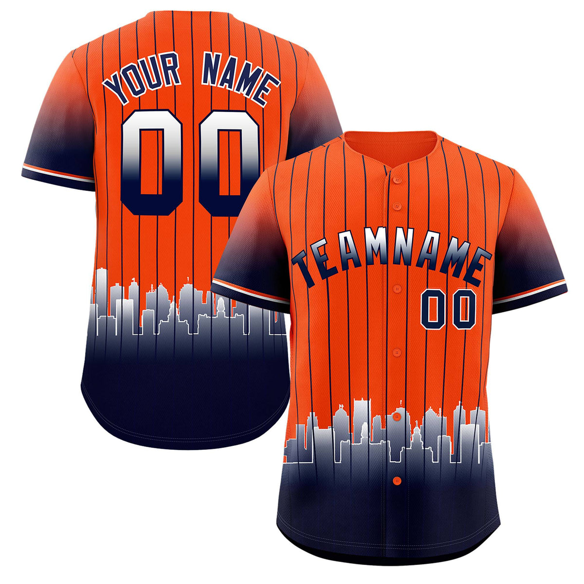 Custom Orange Detroit City Silhouette Authentic Baseball Jersey| KXKSHOP