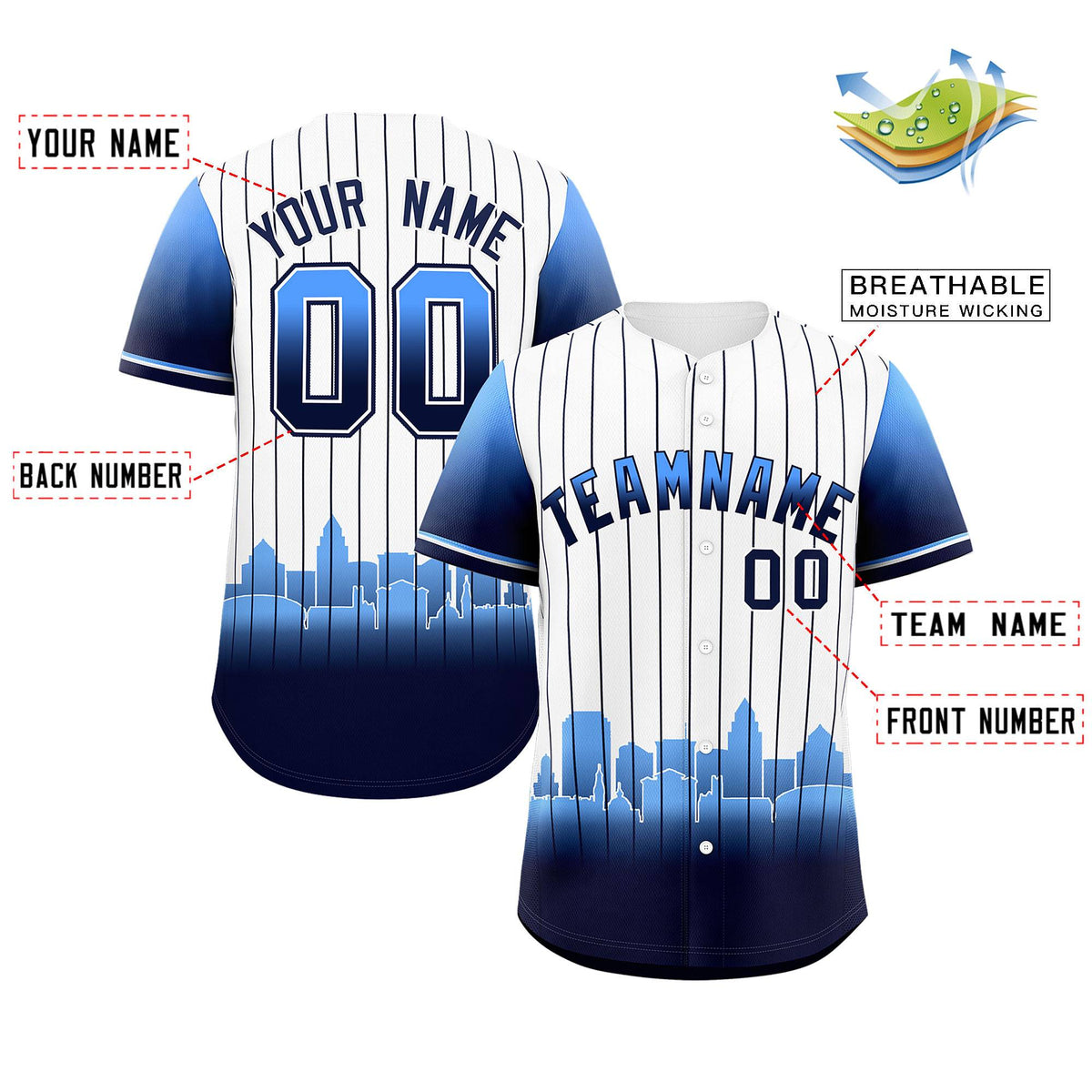 Custom White Tampa City Silhouette Authentic Baseball Jersey| KXKSHOP