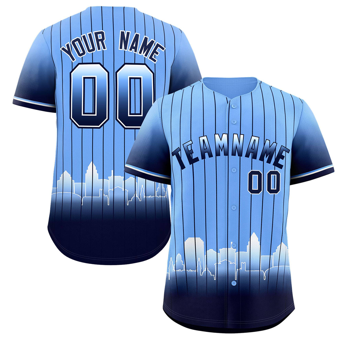 Custom Light Blue Tampa City Silhouette Authentic Baseball Jersey| KXKSHOP