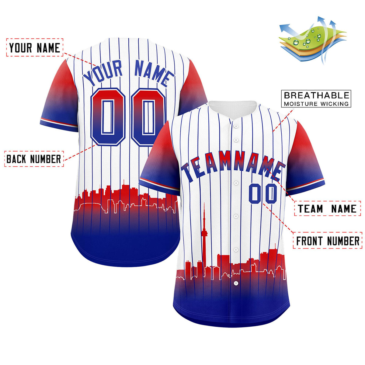 Custom White Toronto City Silhouette Authentic Baseball Jersey| KXKSHOP
