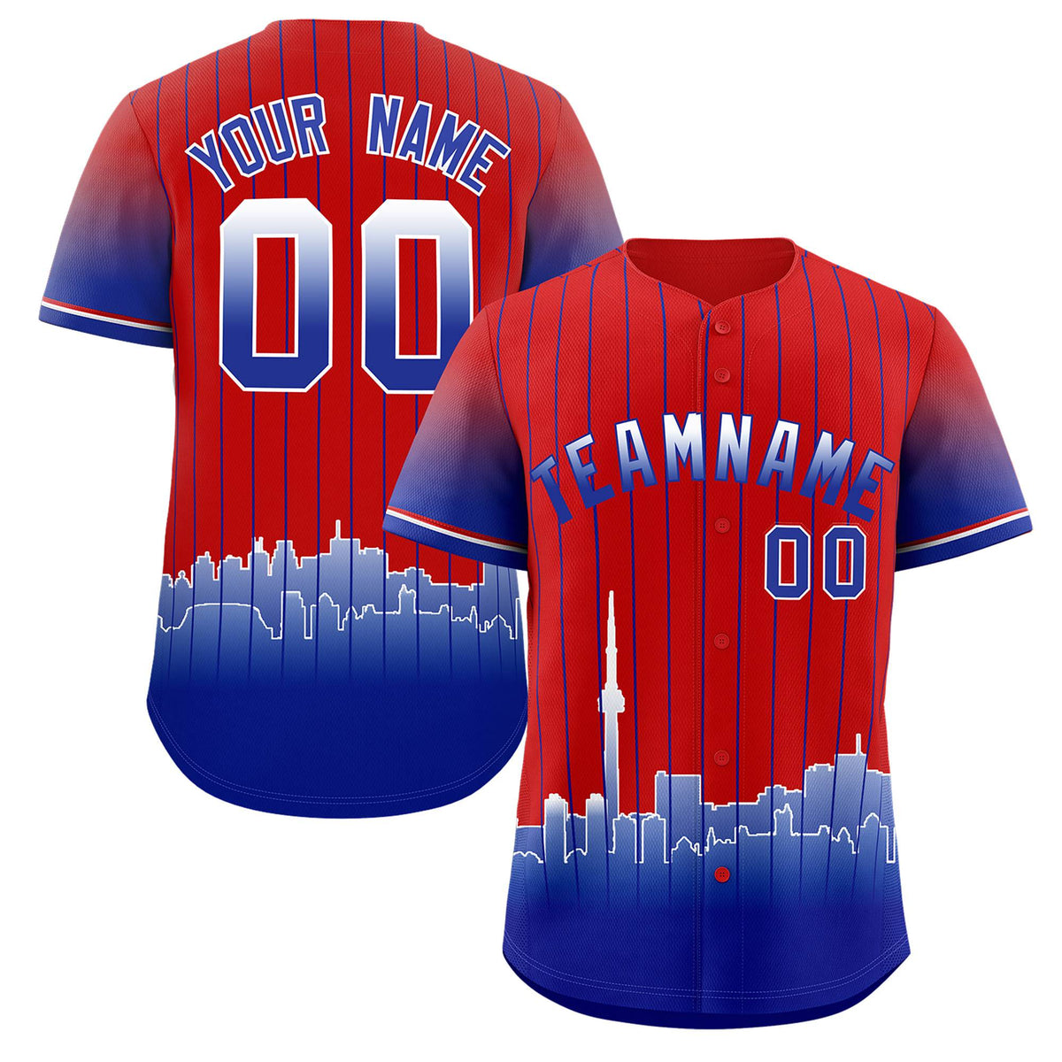 Custom Red Toronto City Silhouette Authentic Baseball Jersey| KXKSHOP