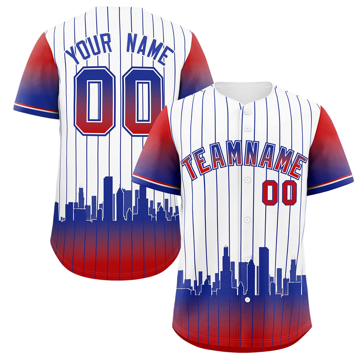 Custom White Chicago City Silhouette Authentic Baseball Jersey| KXKSHOP