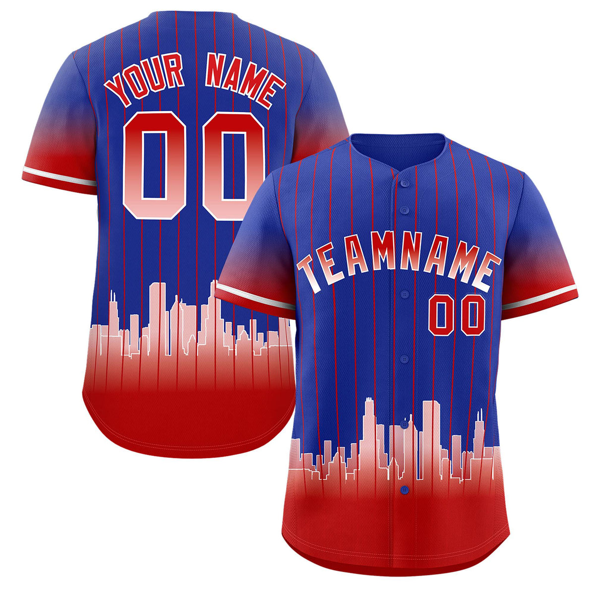 Custom Royal Chicago City Silhouette Authentic Baseball Jersey| KXKSHOP