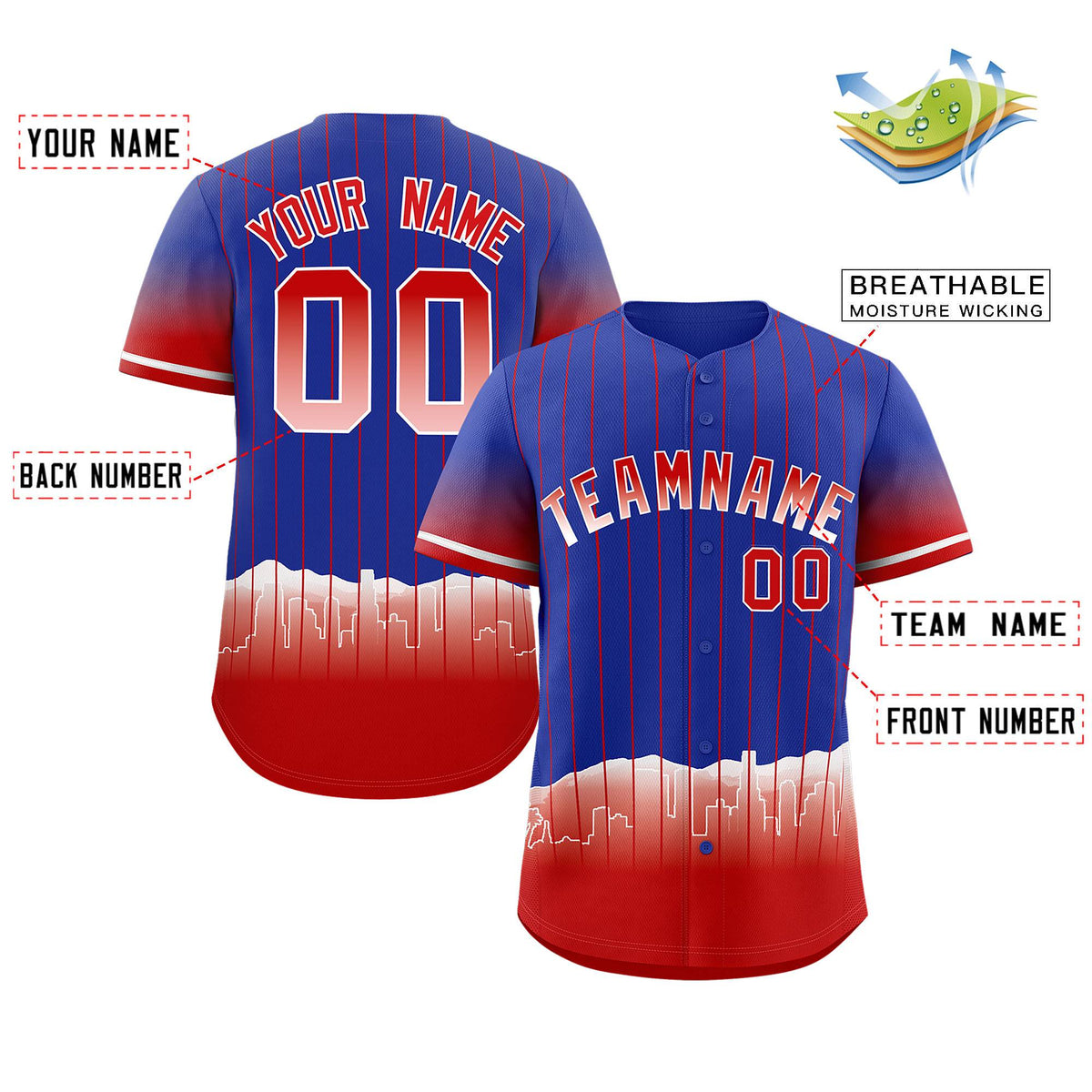 Custom Royal Los Angeles City Silhouette Authentic Baseball Jersey| KXKSHOP