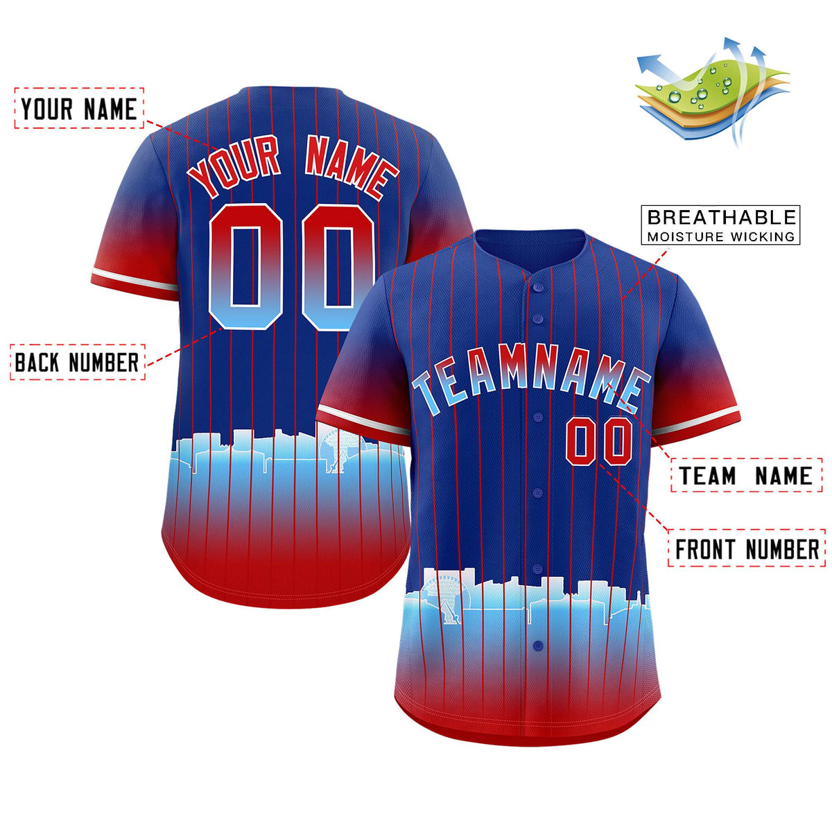 Custom Royal Arlington City Silhouette Authentic Baseball Jersey| KXKSHOP