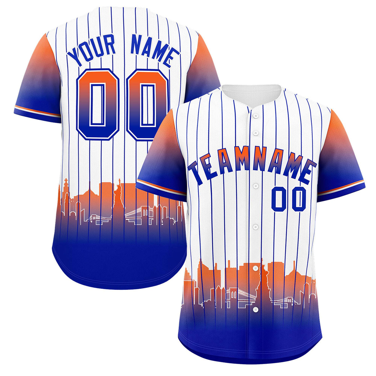 Custom White New York City Silhouette Authentic Baseball Jersey| KXKSHOP