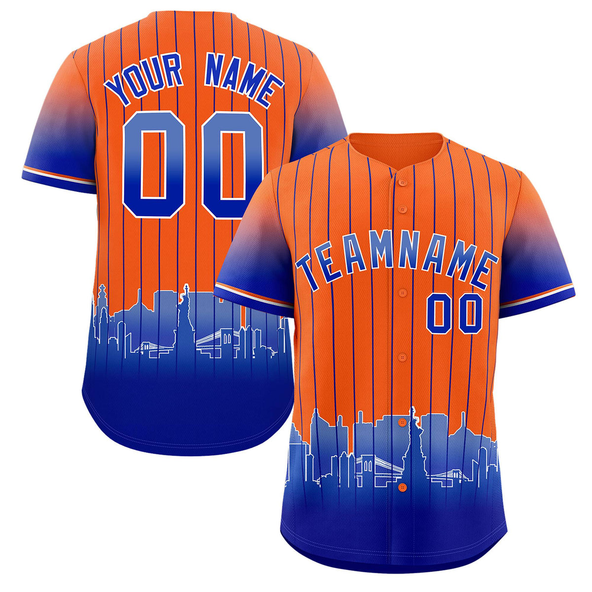 Custom Orange New York City Silhouette Authentic Baseball Jersey| KXKSHOP