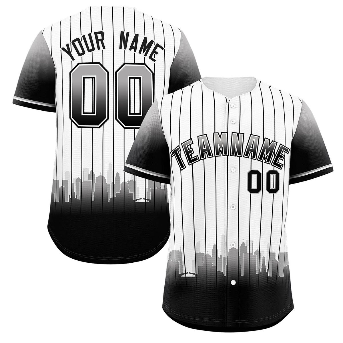 Custom White Chicago City Silhouette Authentic Baseball Jersey| KXKSHOP