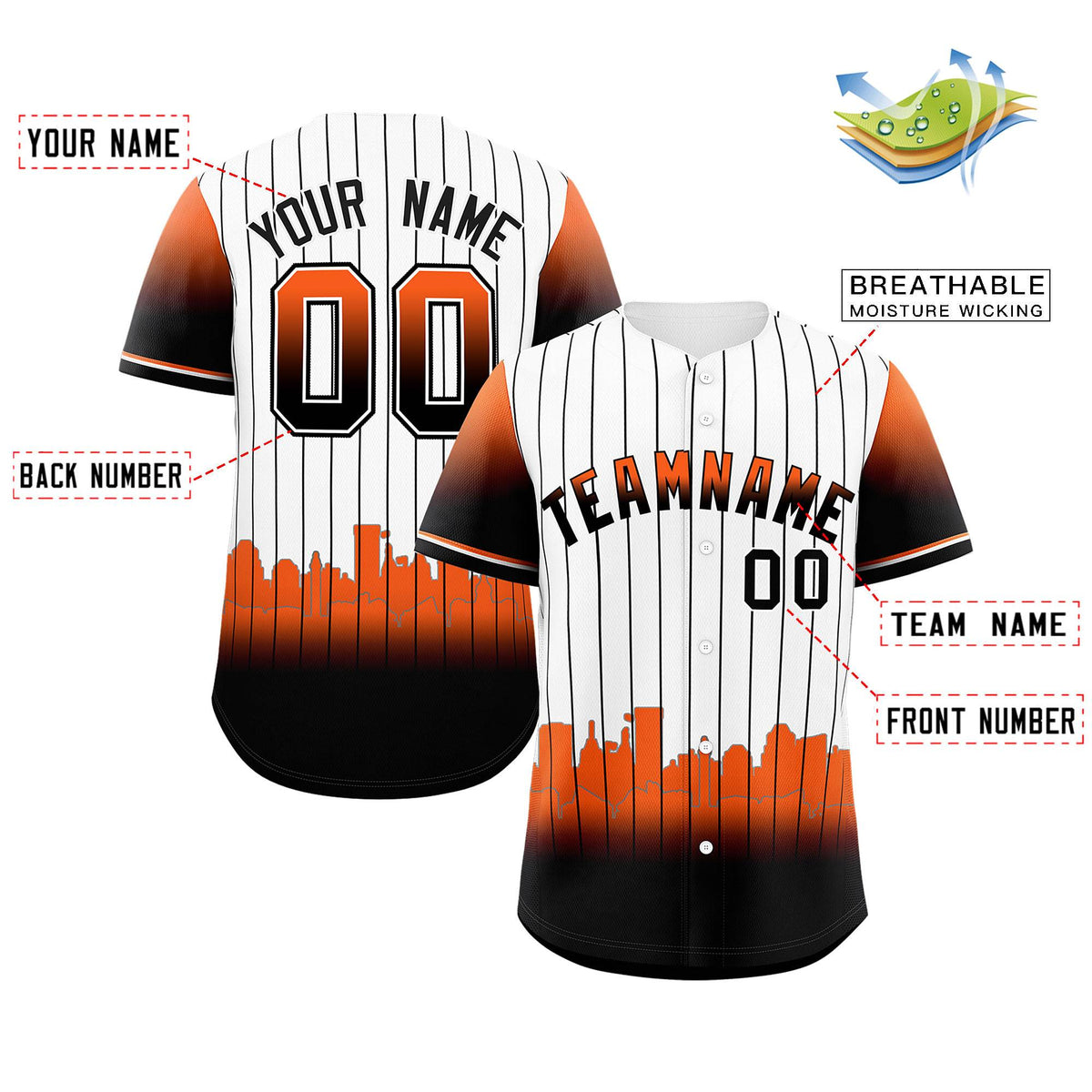 Custom White Baltimore City Silhouette Authentic Baseball Jersey| KXKSHOP