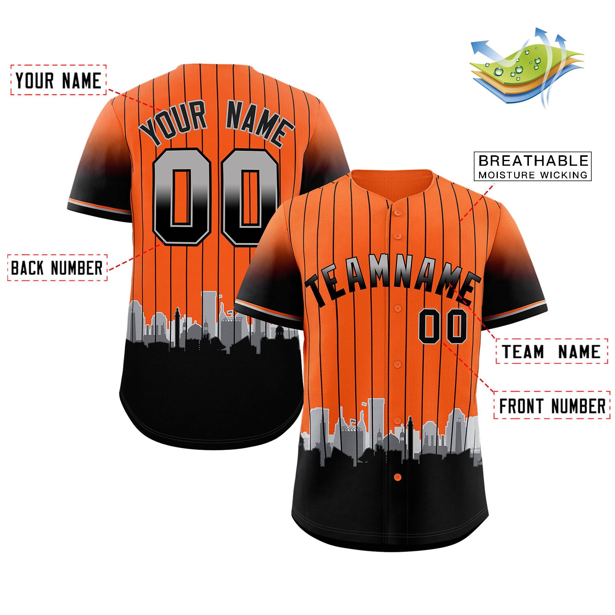 Custom Orange Baltimore City Silhouette Authentic Baseball Jersey| KXKSHOP