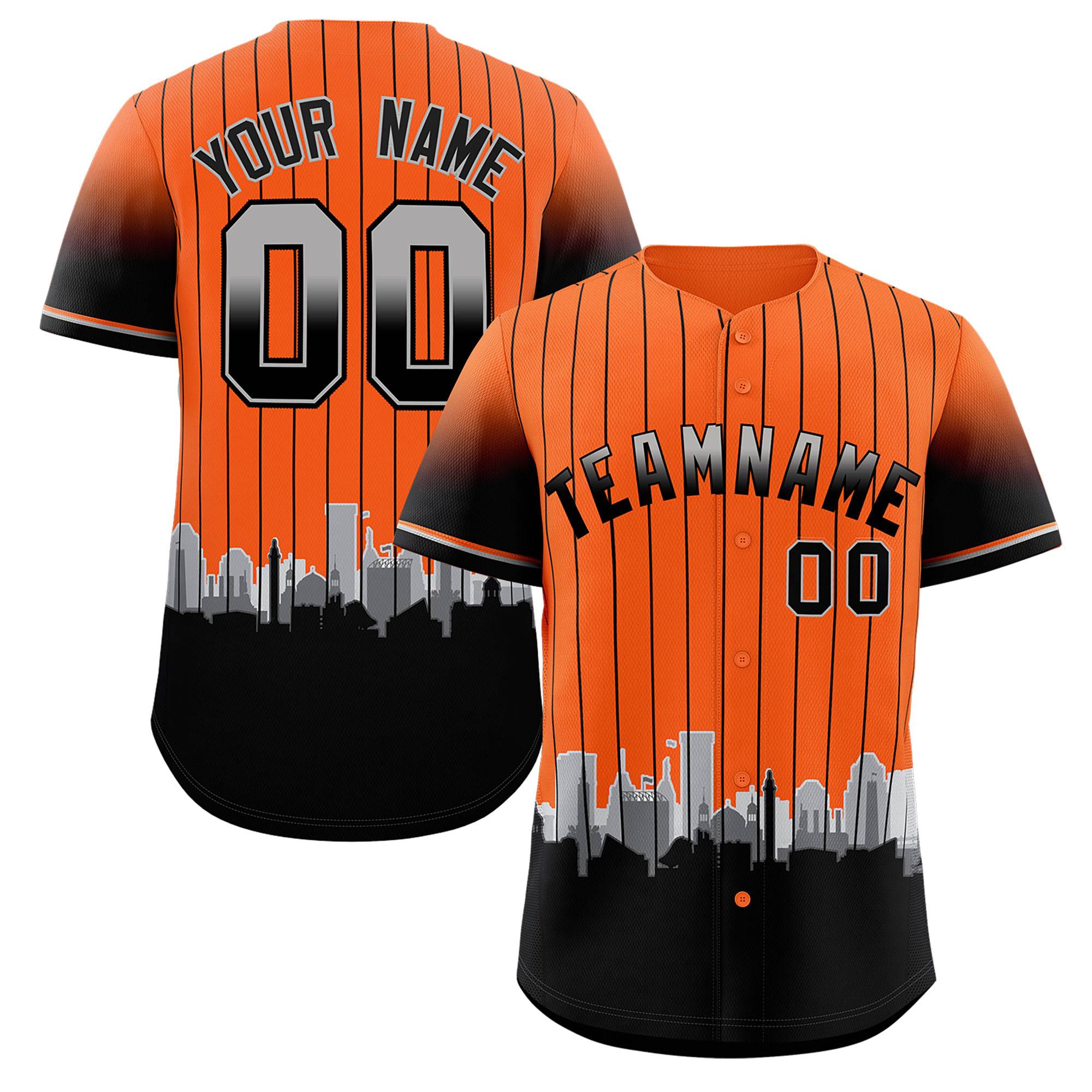 Custom Orange Baltimore City Silhouette Authentic Baseball Jersey| KXKSHOP