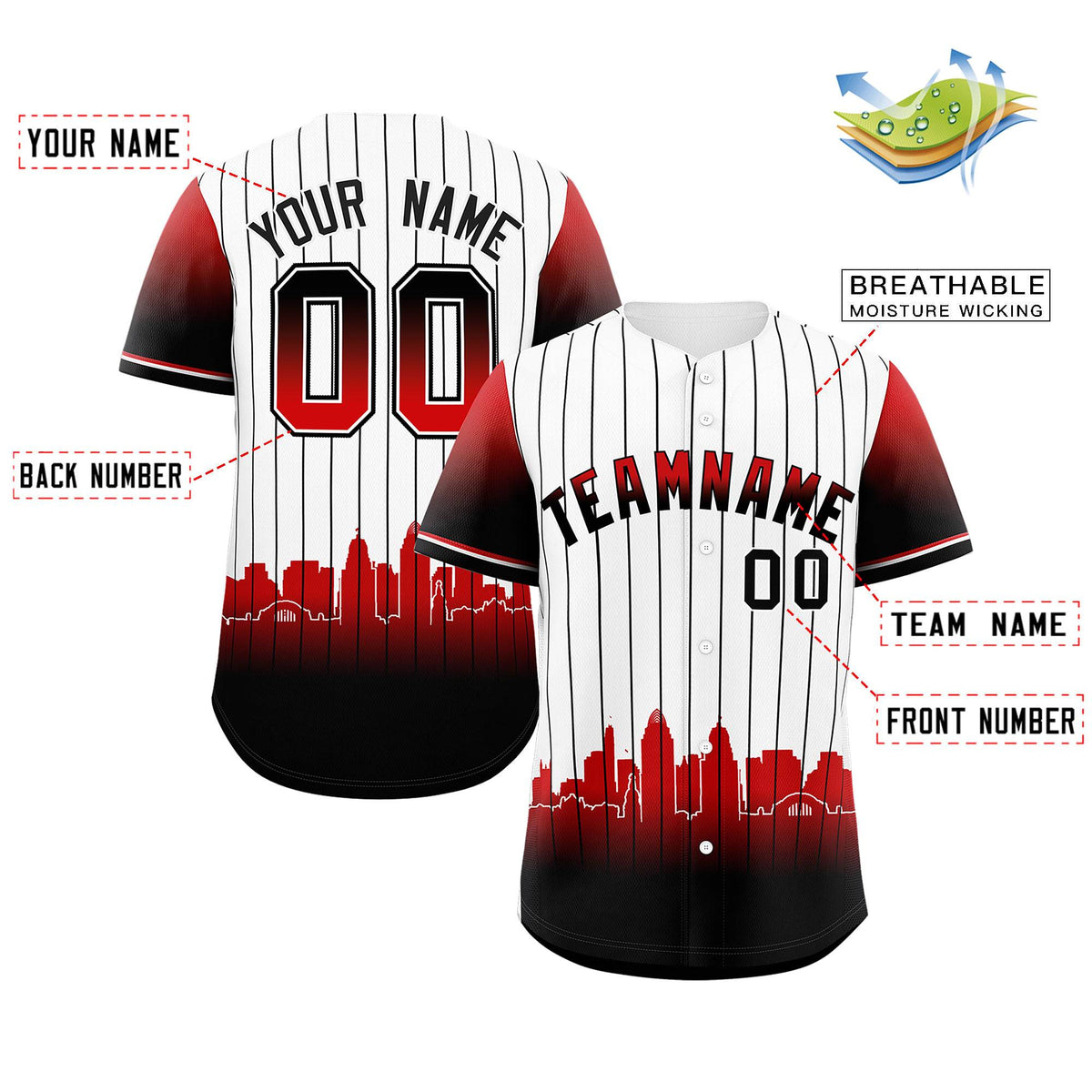 Custom White Cincinnati City Silhouette Authentic Baseball Jersey| KXKSHOP