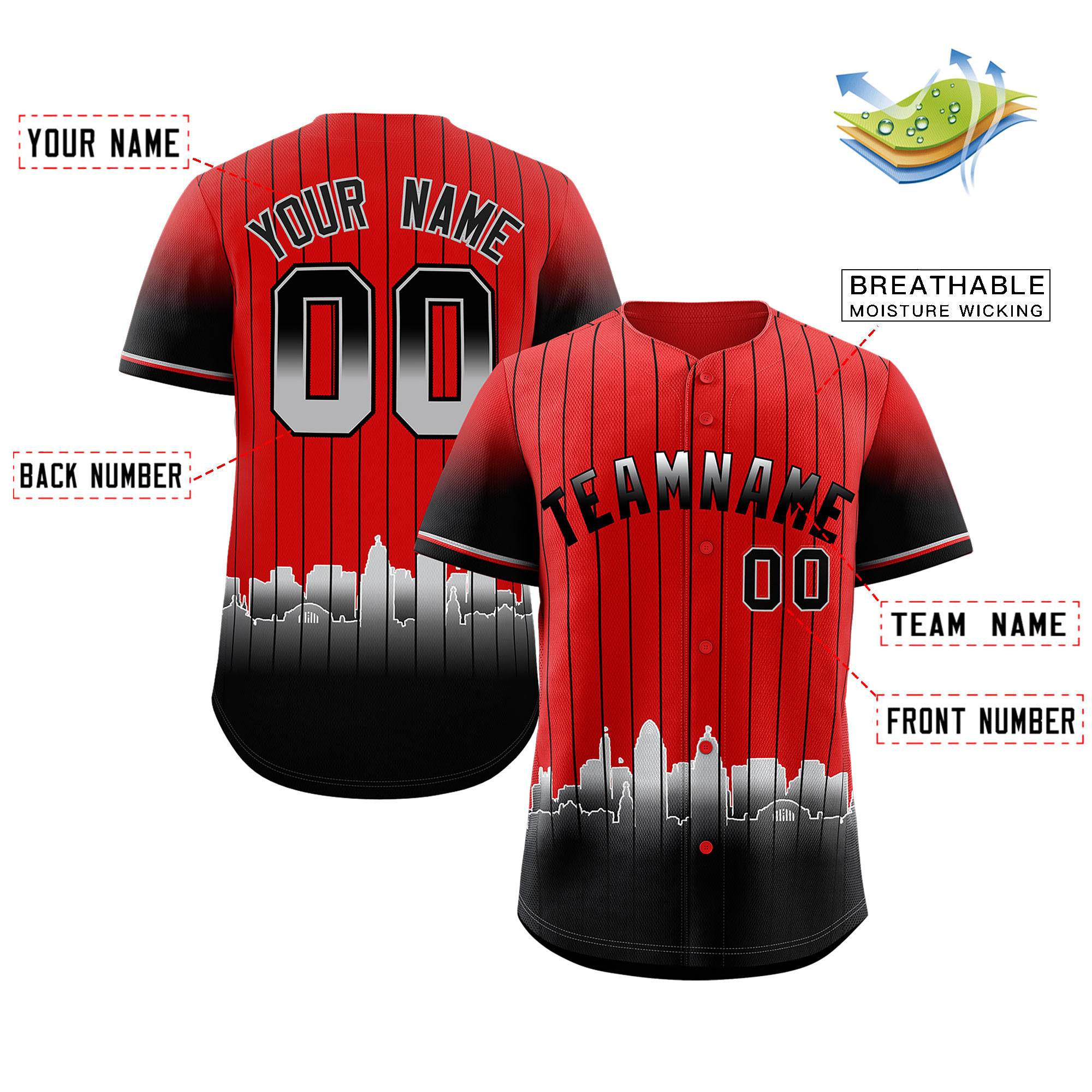 Custom Red Cincinnati City Silhouette Authentic Baseball Jersey| KXKSHOP