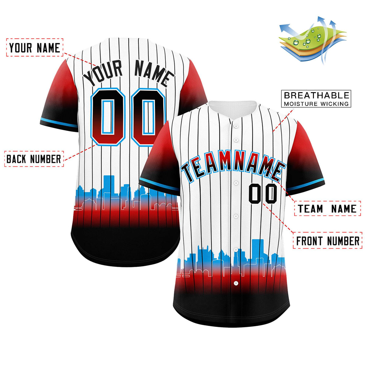 Custom White Miami City Silhouette Authentic Baseball Jersey| KXKSHOP