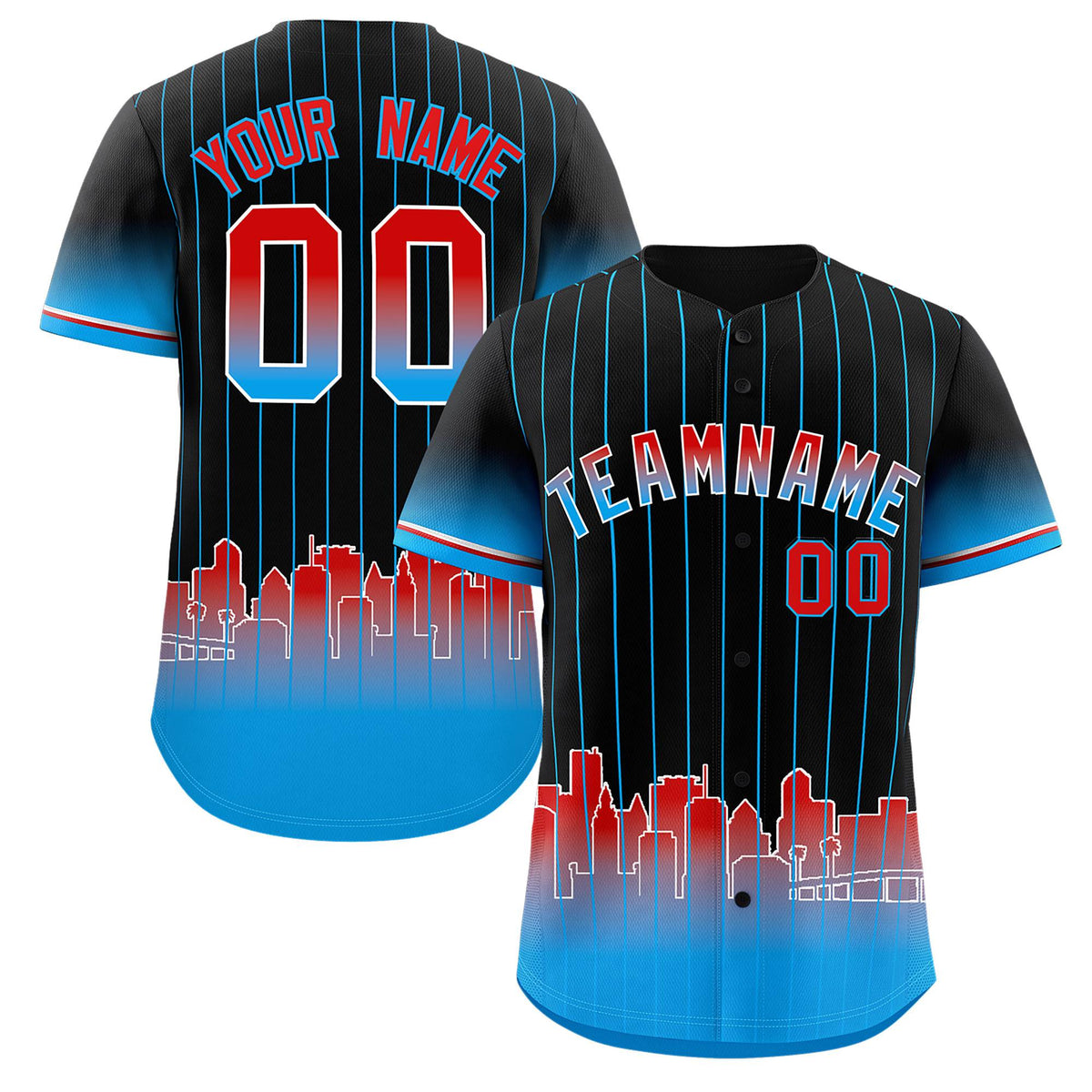 Custom Black Miami City Silhouette Authentic Baseball Jersey| KXKSHOP