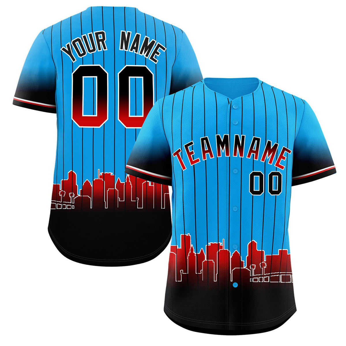 Custom Light Blue Miami City Silhouette Authentic Baseball Jersey| KXKSHOP