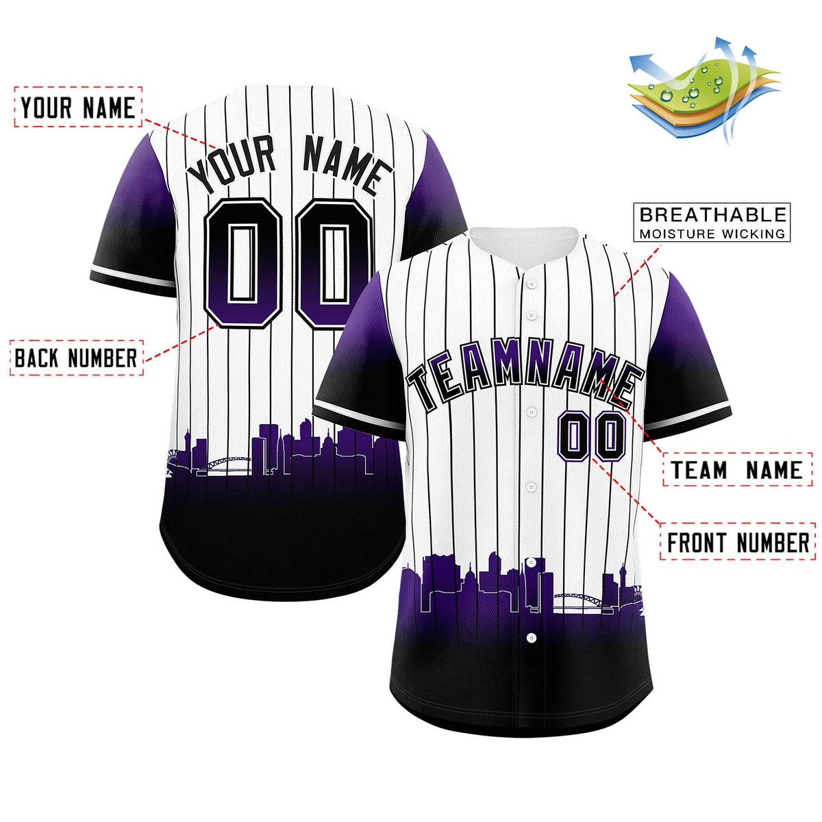 Custom White Denver City Silhouette Authentic Baseball Jersey| KXKSHOP