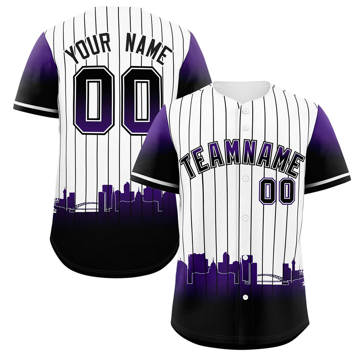 Custom White Denver City Silhouette Authentic Baseball Jersey| KXKSHOP