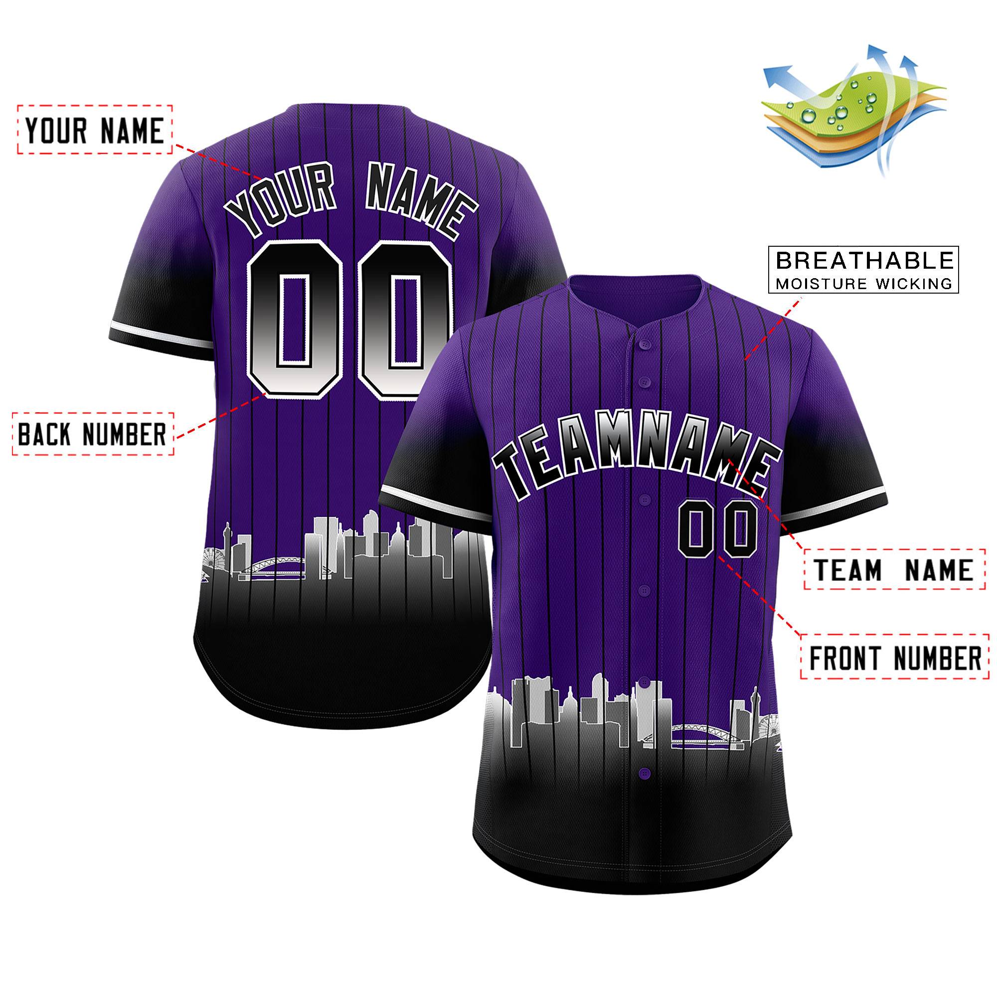 Custom Purple Denver City Silhouette Authentic Baseball Jersey| KXKSHOP