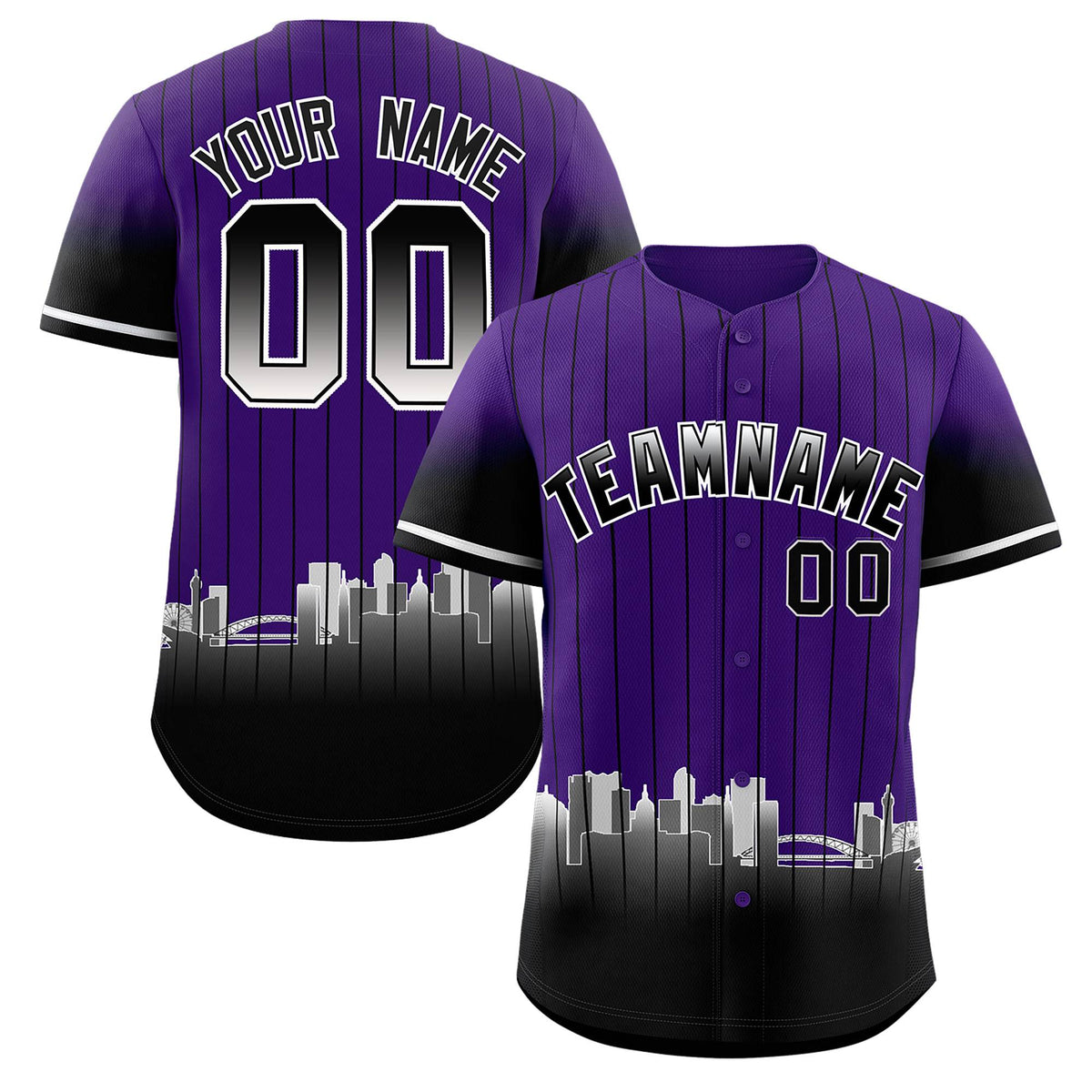Custom Purple Denver City Silhouette Authentic Baseball Jersey| KXKSHOP