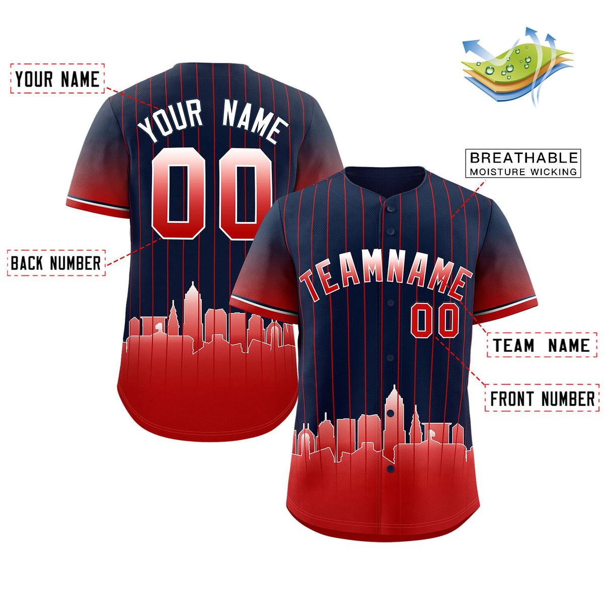 Custom Navy Cleveland City Silhouette Authentic Baseball Jersey| KXKSHOP