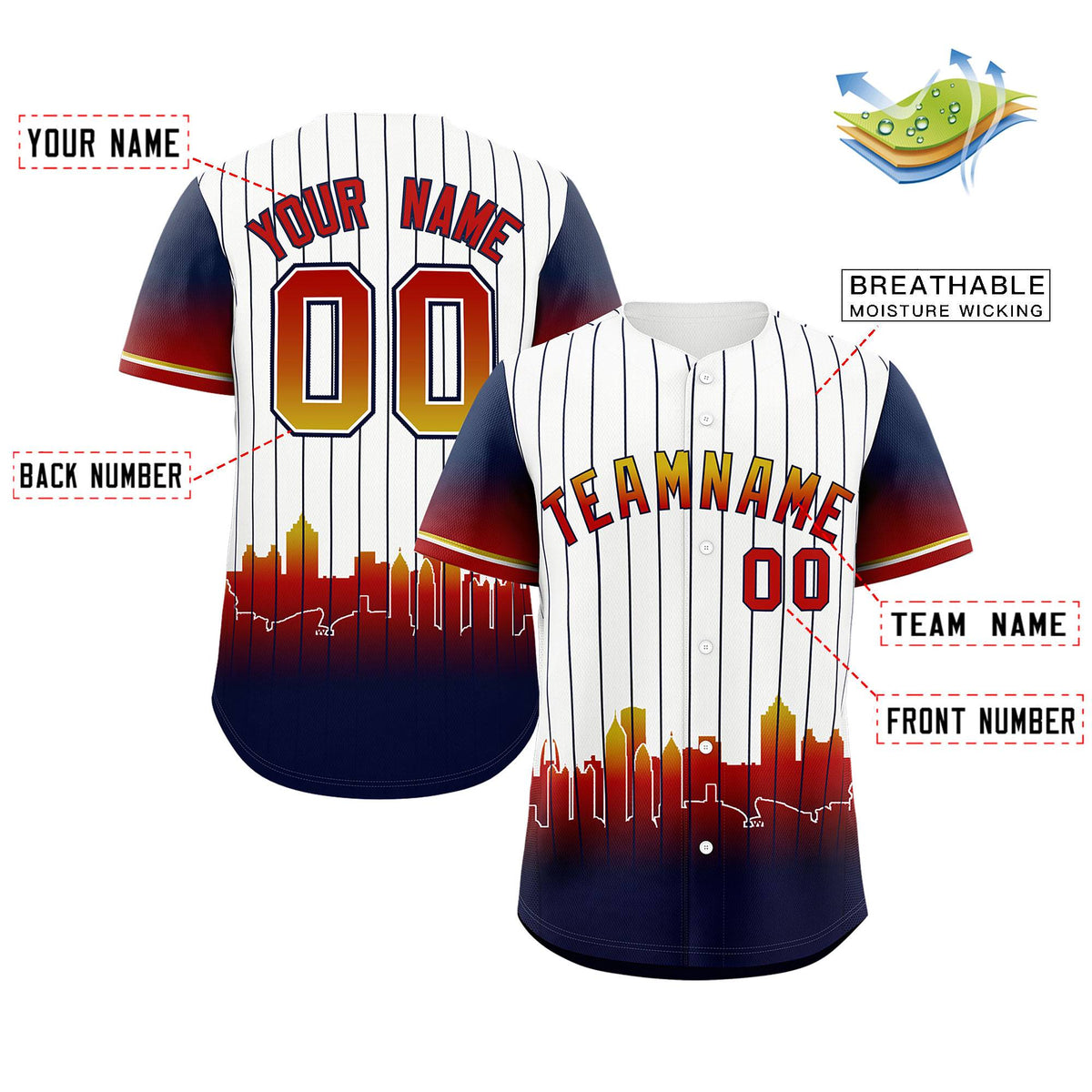 Custom White Atlanta City Silhouette Authentic Baseball Jersey| KXKSHOP