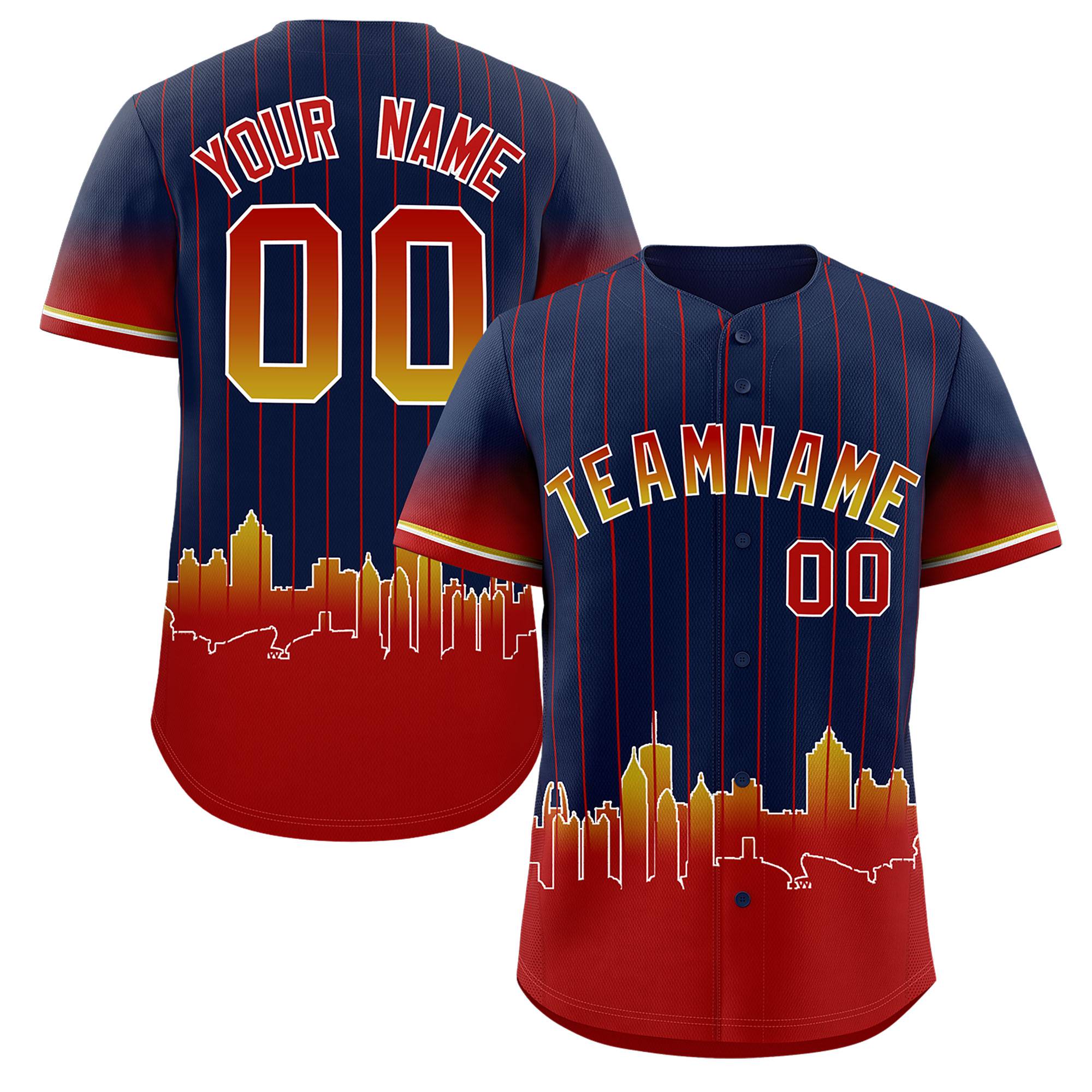 Custom Navy Atlanta City Silhouette Authentic Baseball Jersey| KXKSHOP