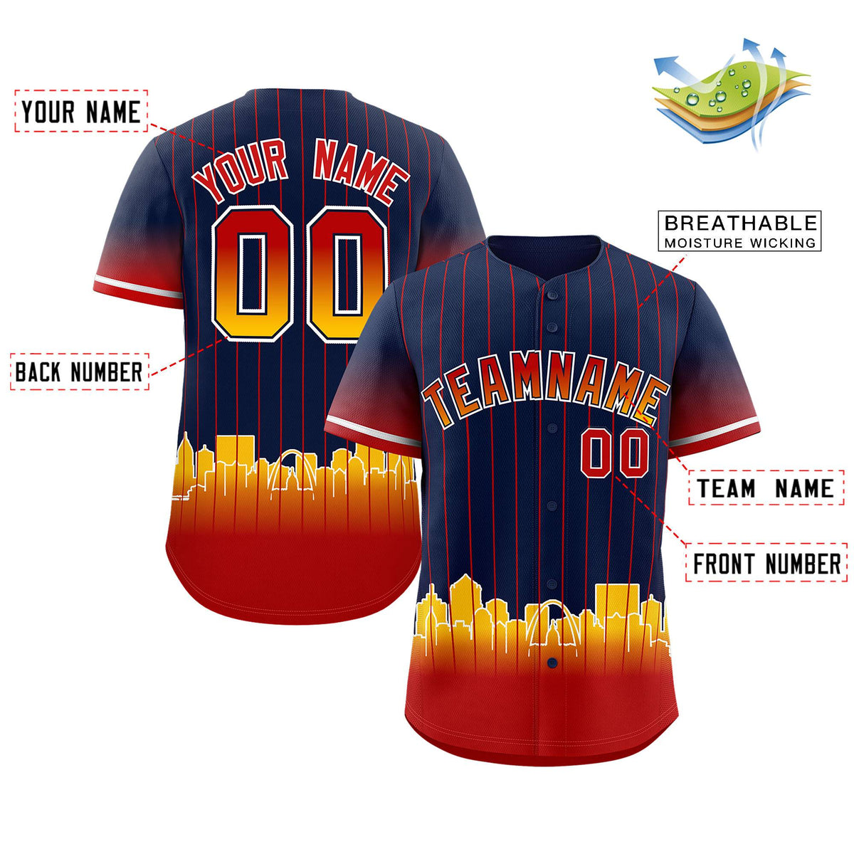 Custom Navy St. Louis City Silhouette Authentic Baseball Jersey| KXKSHOP