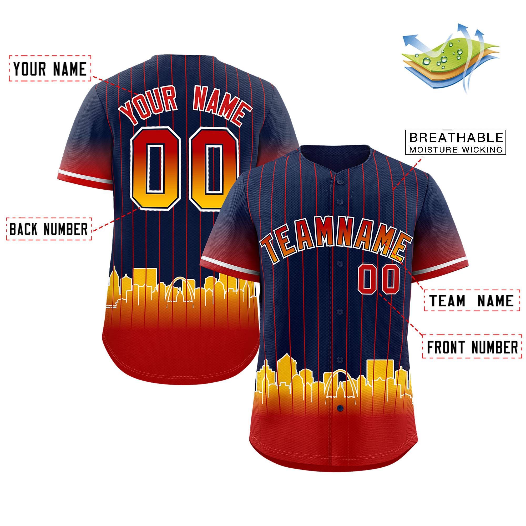 Custom Navy St. Louis City Silhouette Authentic Baseball Jersey| KXKSHOP