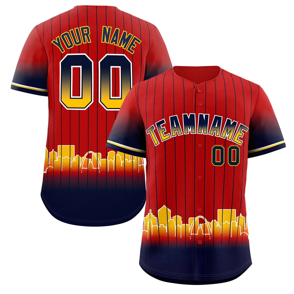 Custom Red St. Louis City Silhouette Authentic Baseball Jersey| KXKSHOP