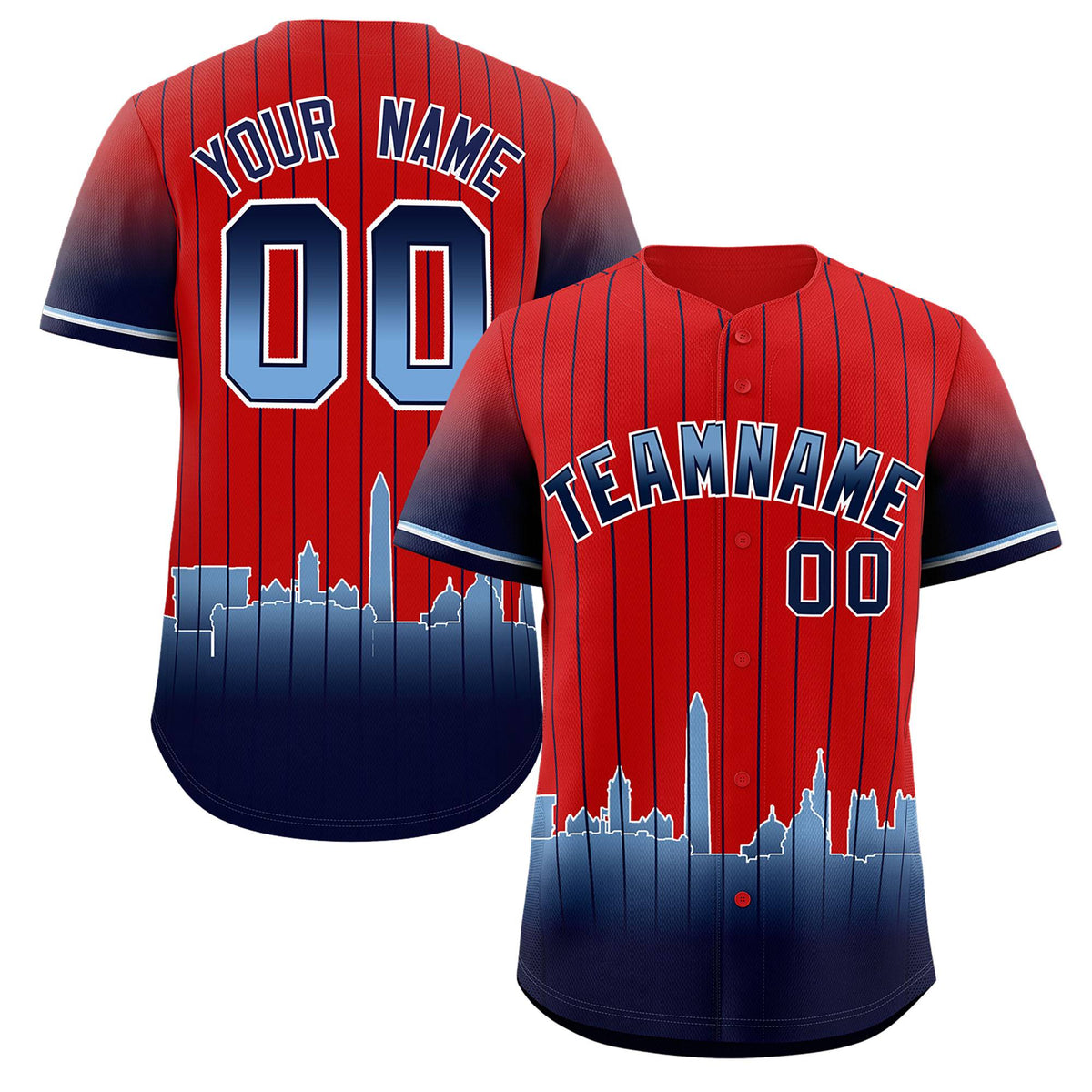 Custom Red Washington City Silhouette Authentic Baseball Jersey| KXKSHOP