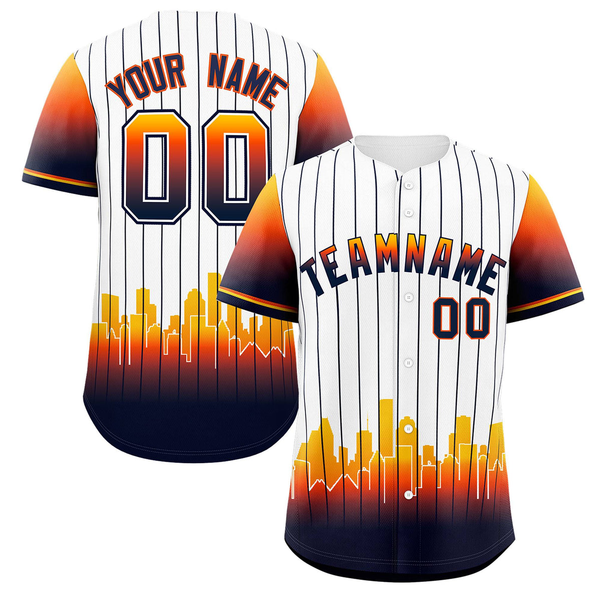 Custom White Houston City Silhouette Authentic Baseball Jersey| KXKSHOP