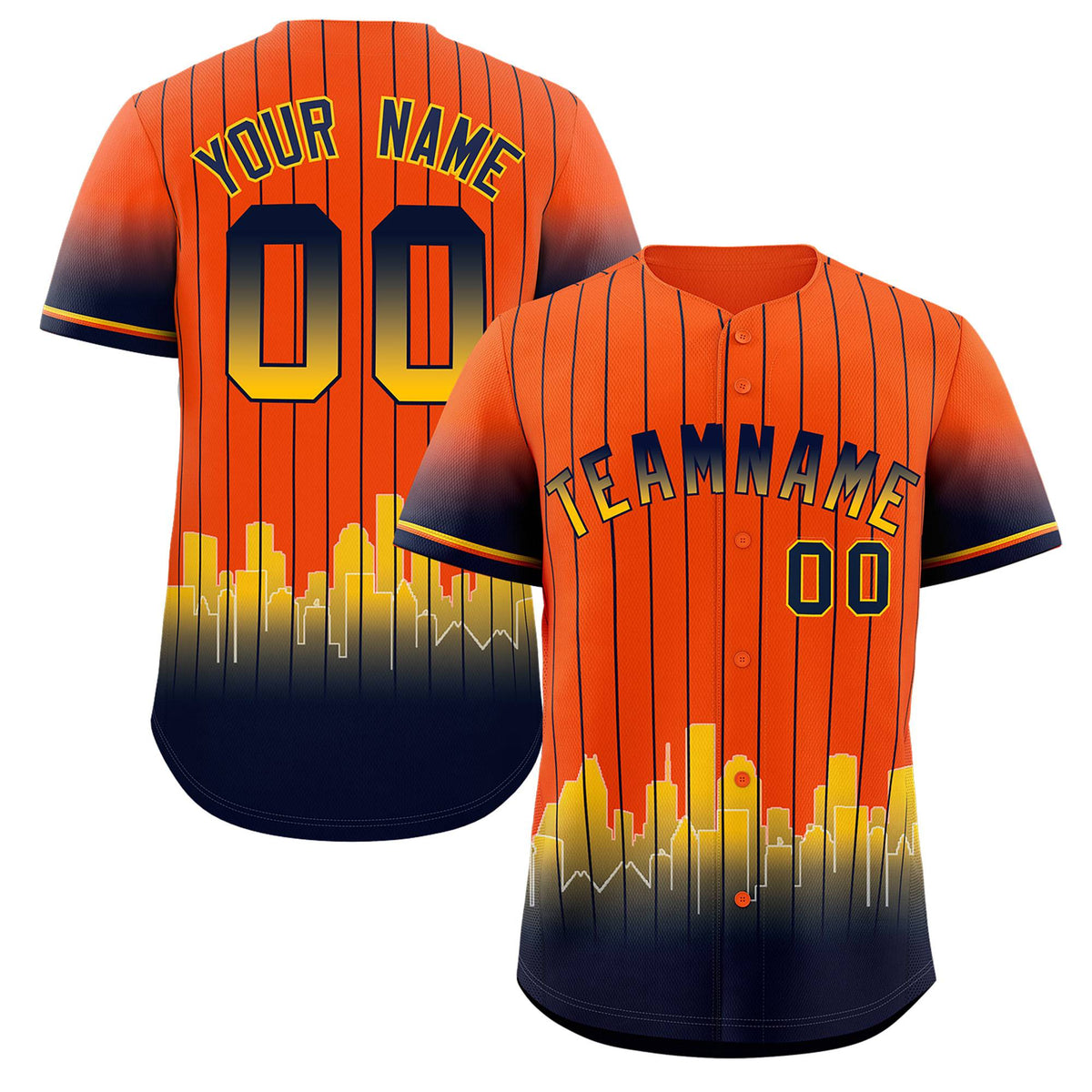 Custom Orange Houston City Silhouette Authentic Baseball Jersey| KXKSHOP