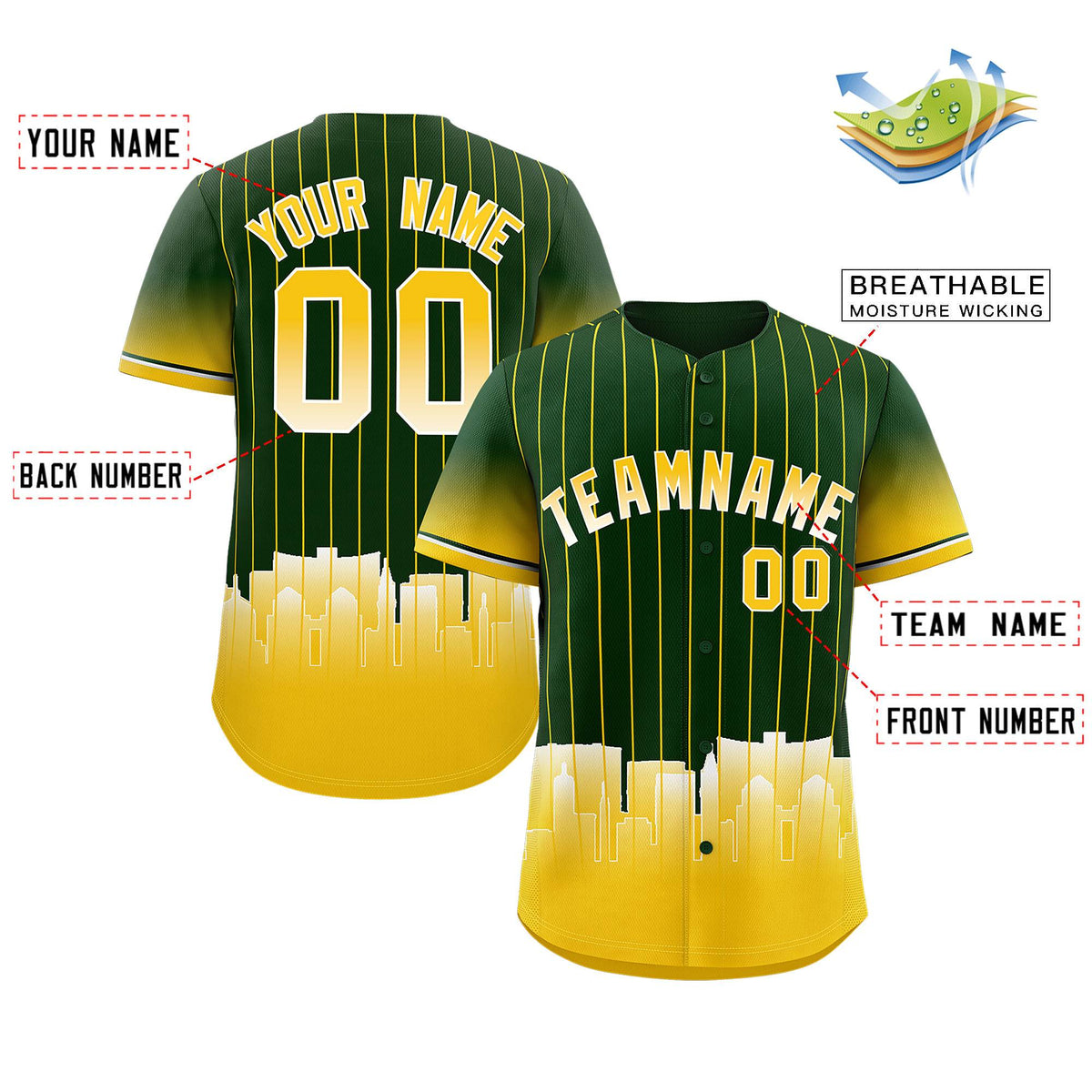 Custom Green Oakland City Silhouette Authentic Baseball Jersey| KXKSHOP