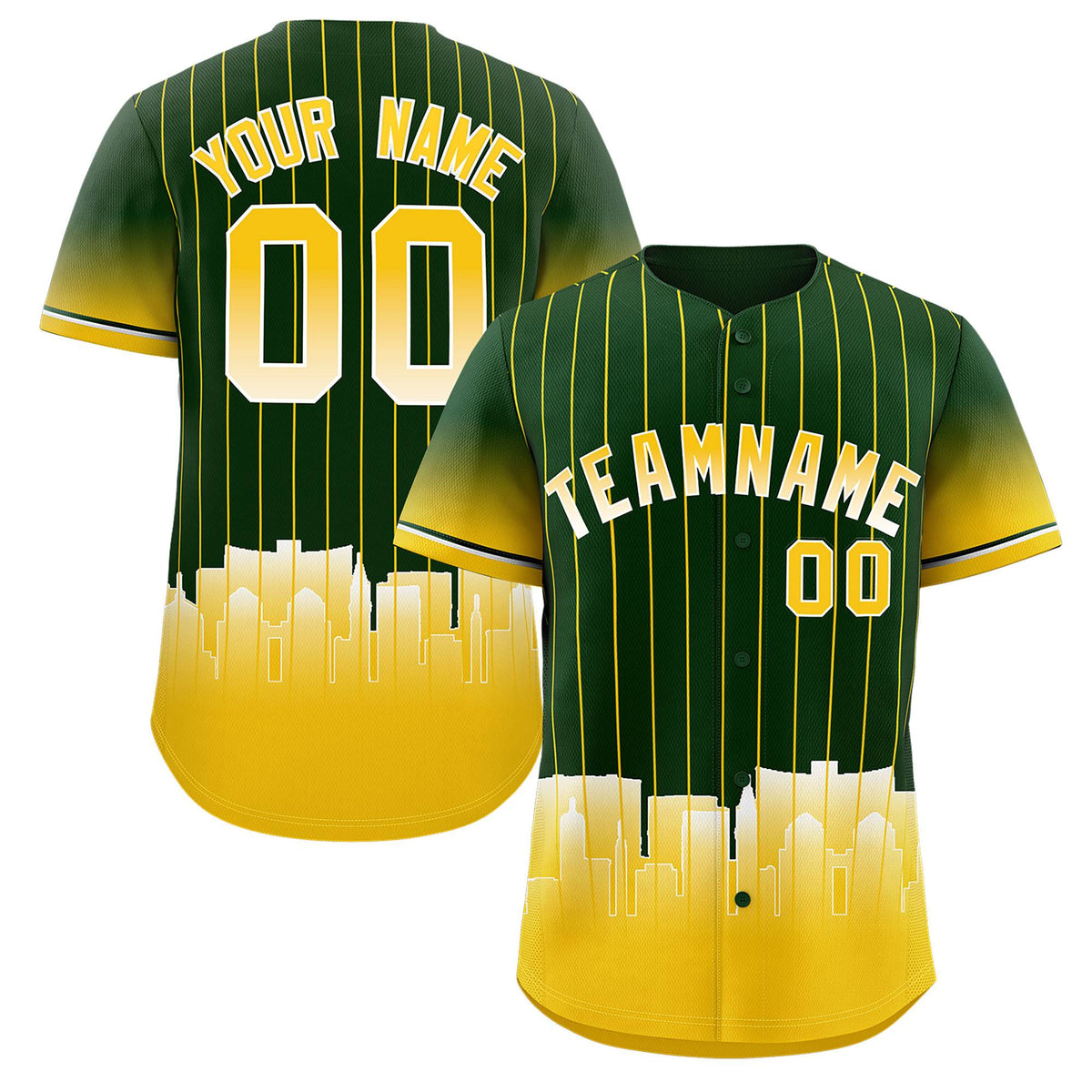 Custom Green Oakland City Silhouette Authentic Baseball Jersey| KXKSHOP