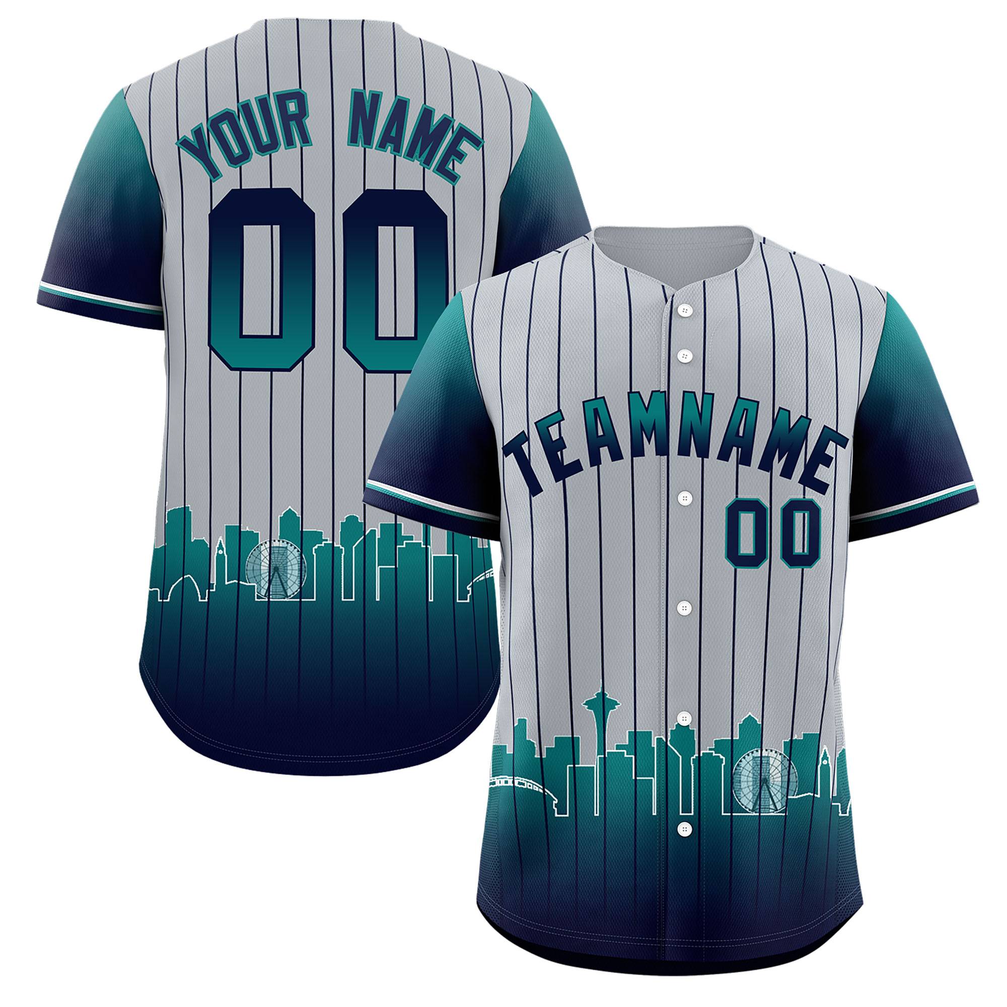 Custom Gray Seattle City Silhouette Authentic Baseball Jersey| KXKSHOP