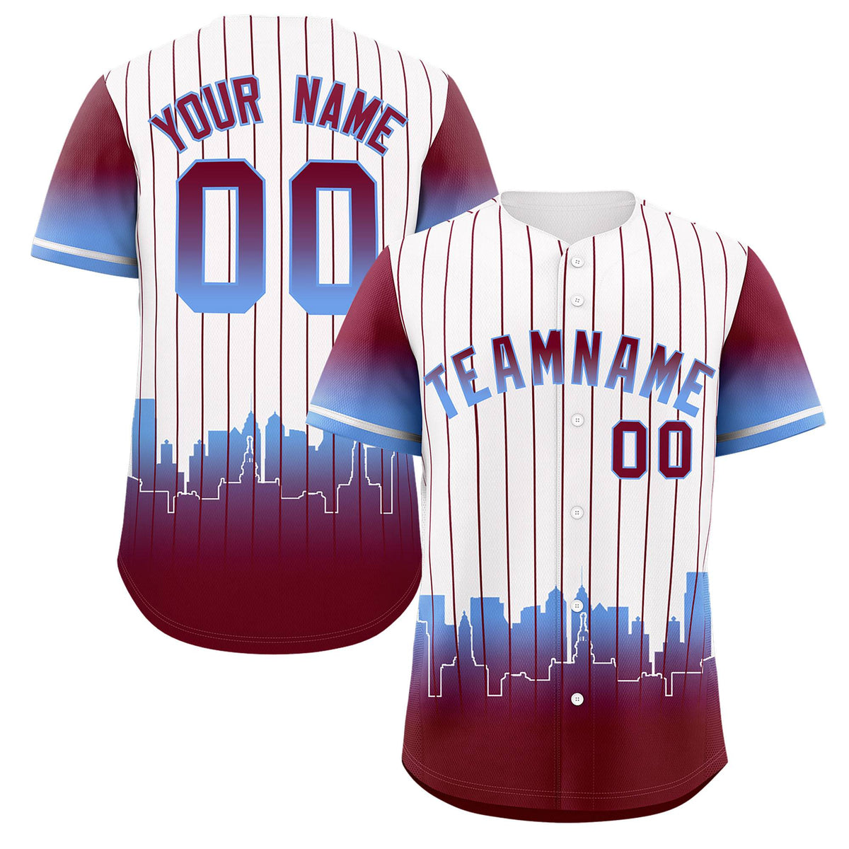 Custom White Philadelphia City Silhouette Authentic Baseball Jersey| KXKSHOP