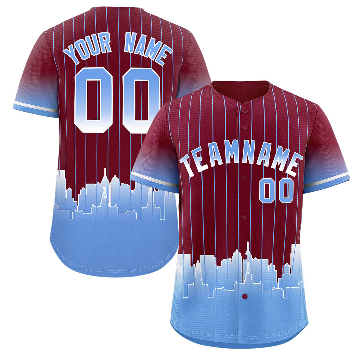 Custom Crimson Philadelphia City Silhouette Authentic Baseball Jersey| KXKSHOP