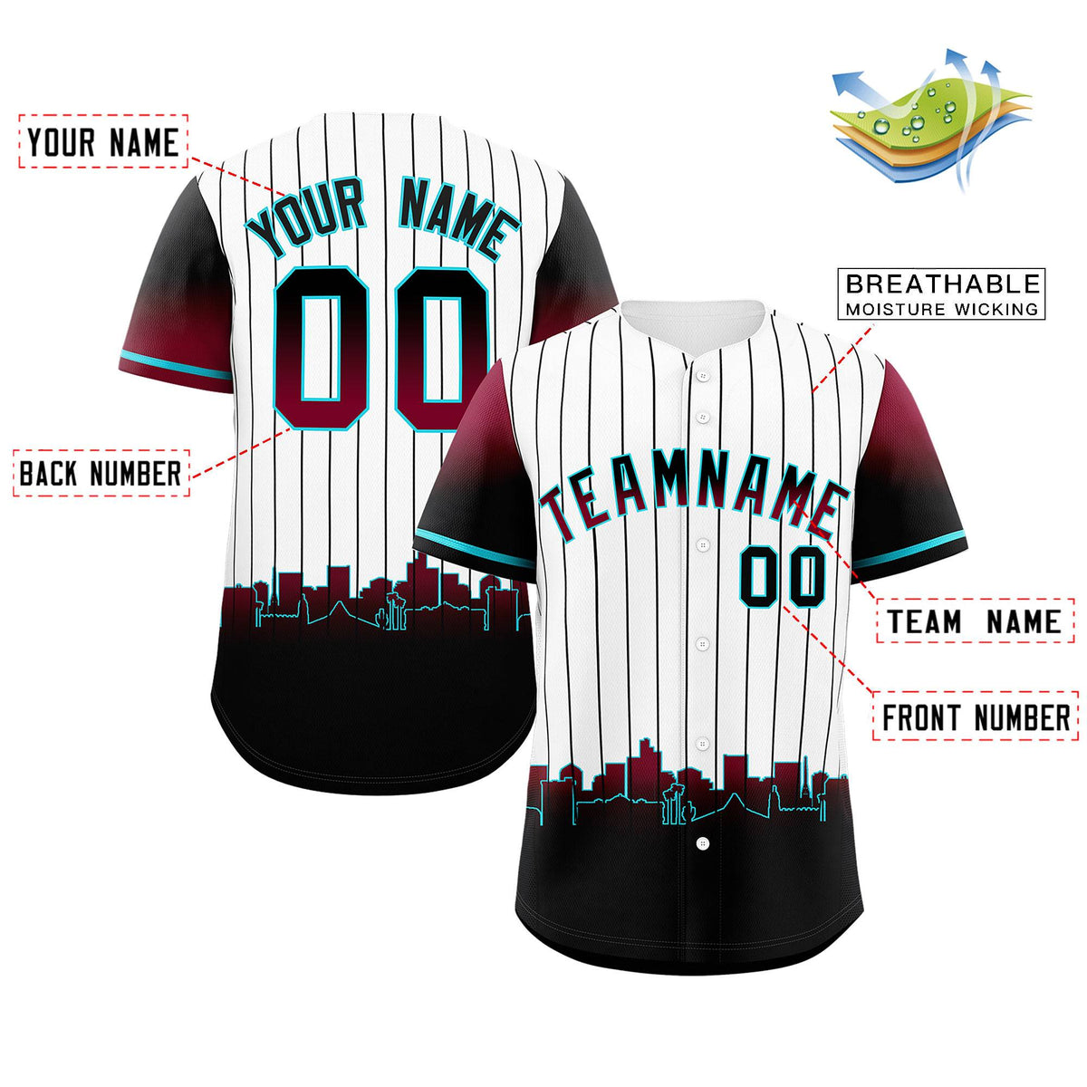 Custom White Phoenix City Silhouette Authentic Baseball Jersey| KXKSHOP