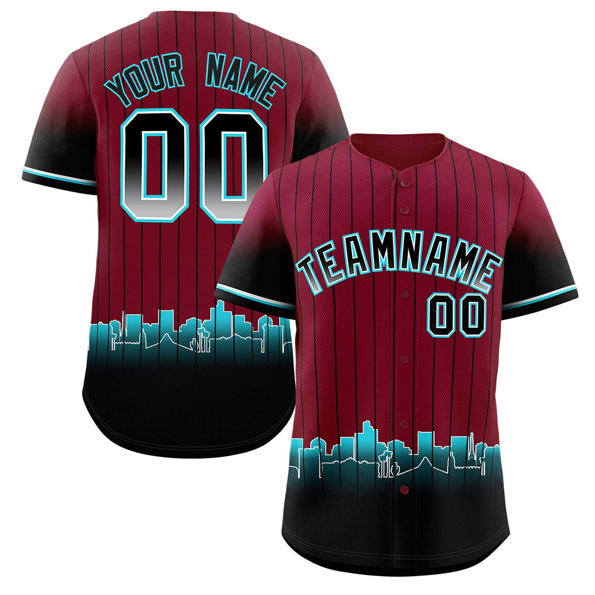 Custom Crimson Phoenix City Silhouette Authentic Baseball Jersey| KXKSHOP