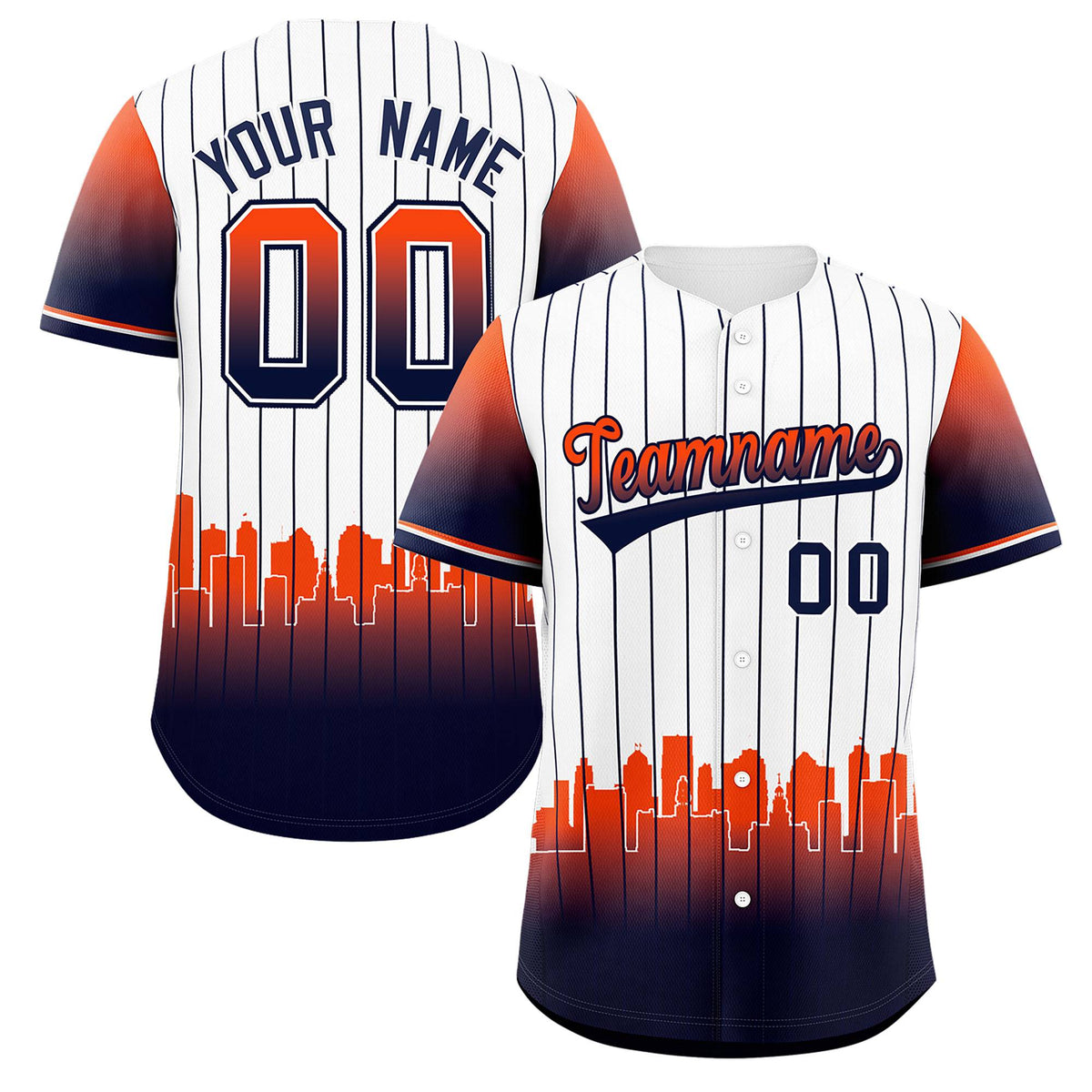 Custom White Detroit City Silhouette Authentic Baseball Jersey| KXKSHOP