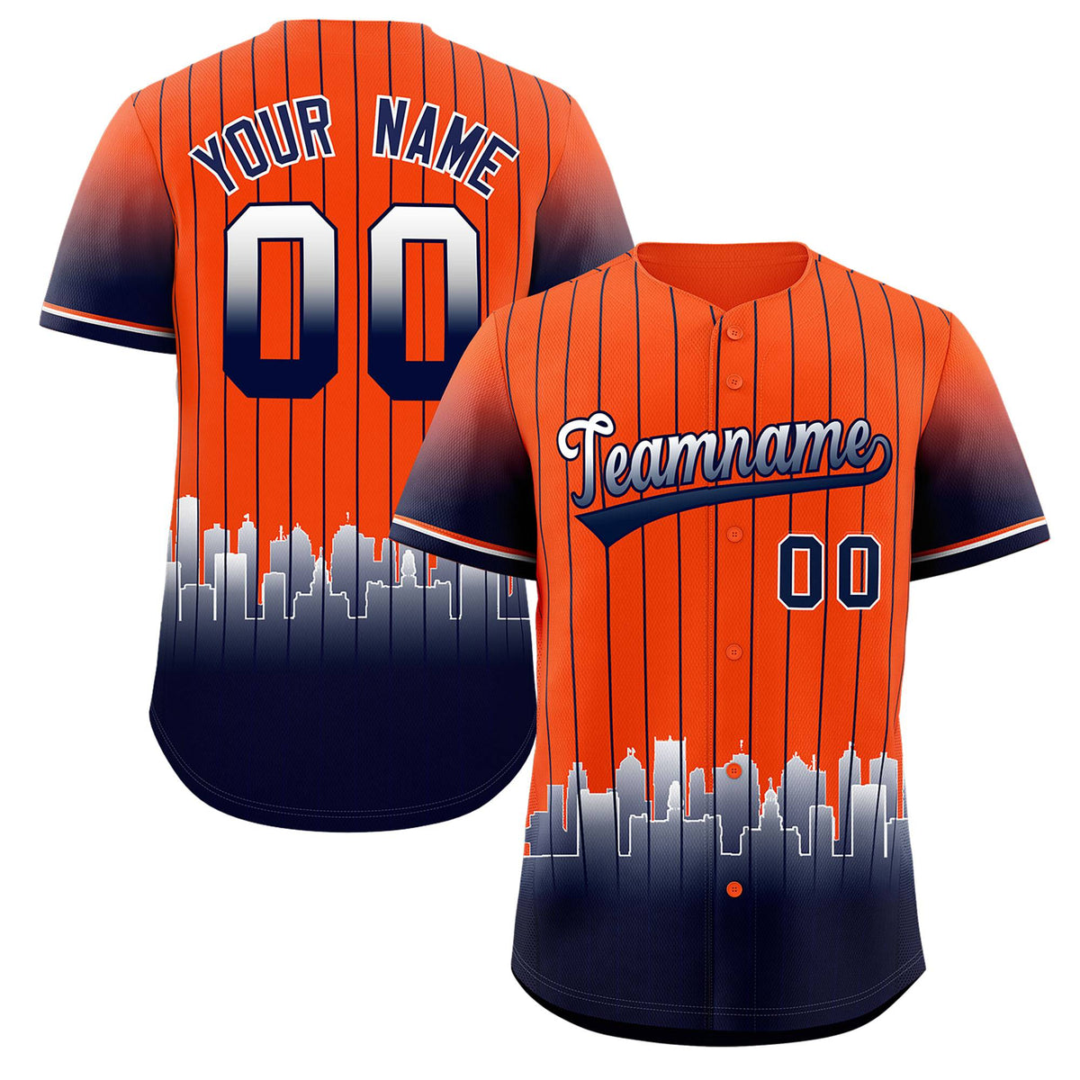 Custom Orange Detroit City Silhouette Authentic Baseball Jersey| KXKSHOP